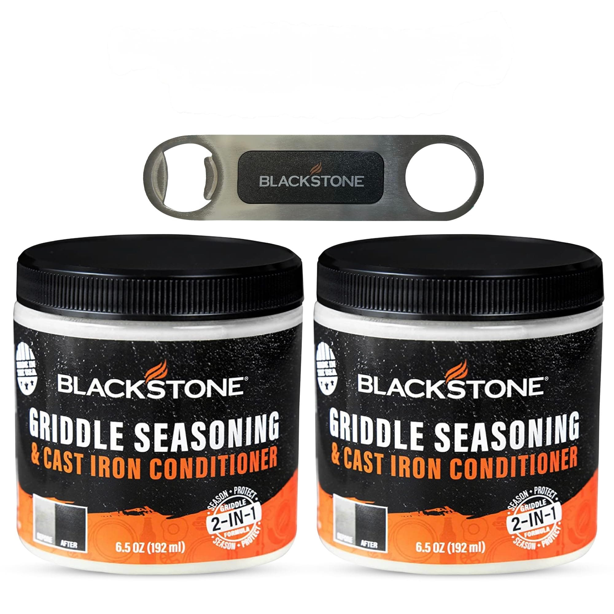 Blackstone 2-IN-1 Griddle & Cast Iron Seasoning Conditioner 6.5 OZ– Effective Seasoning Rub Formula – Food Safe – Easy to Use Cleaner & Conditioner – with Satisfying Customers Travel Tissue (2Pack)
