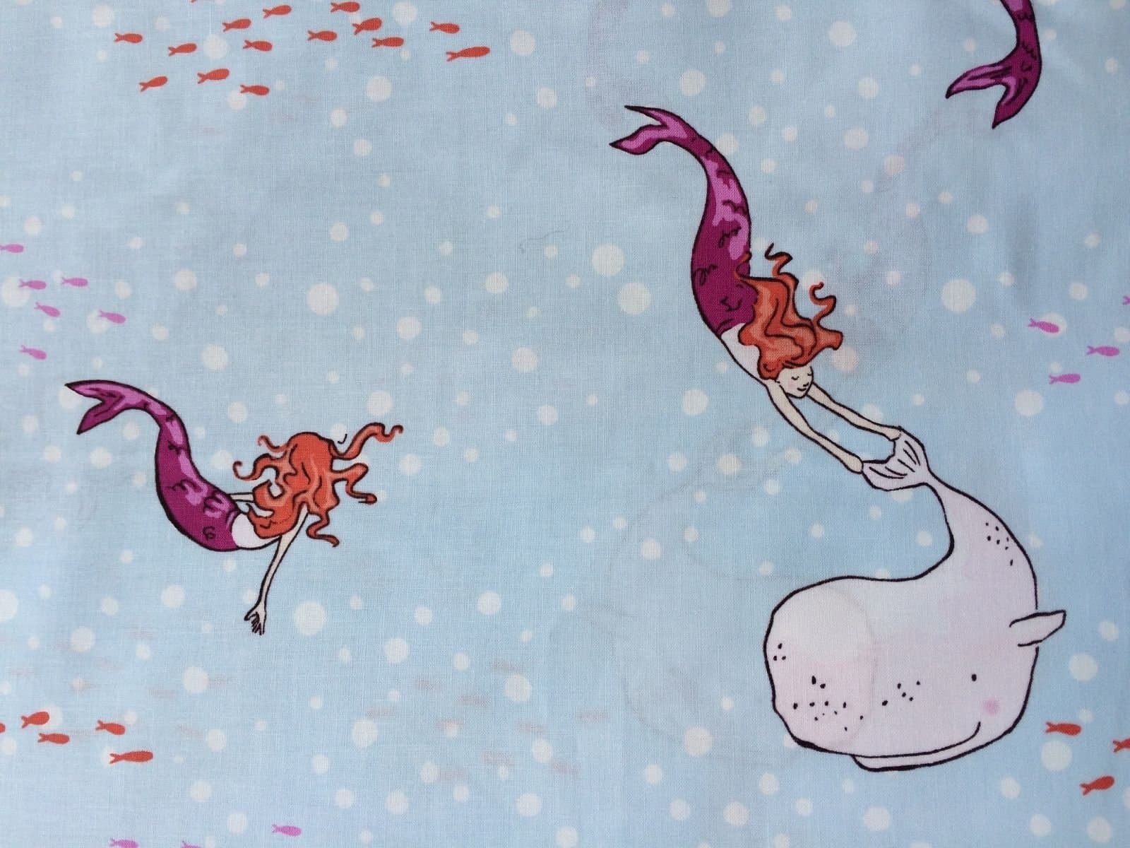 Sarah Jane Mermaid Play Out to Sea Breeze By the Yard cotton print Michael Miller