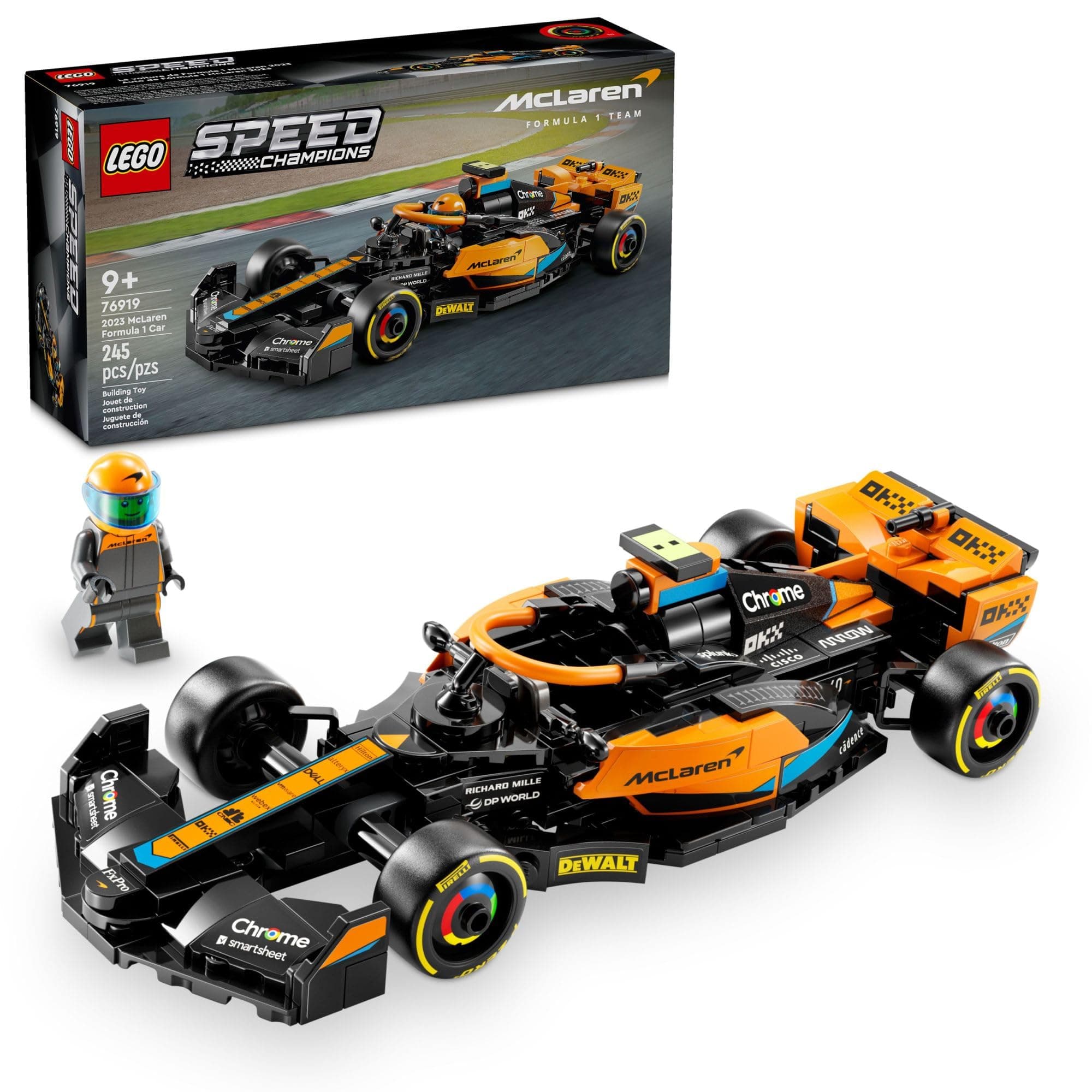 Speed Champions 2023 McLaren Formula 1 Race Car Toy for Play and Display, Buildable McLaren Toy Set for Kids, F1 Toy Gift Idea for Boys and Girls Ages 9 and Up who Enjoy Independent Play, 76919