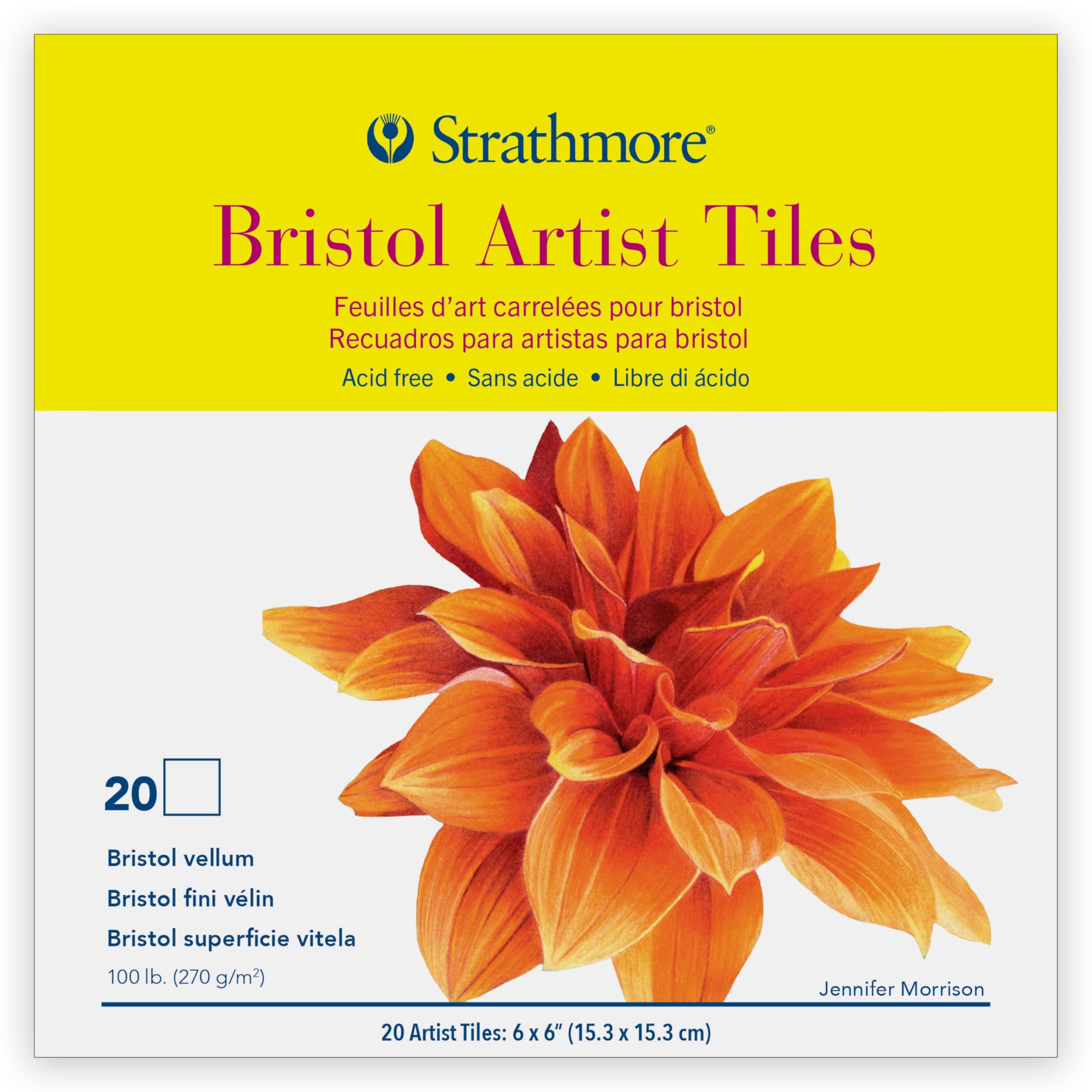 Strathmore Artist Tiles 6"X6" 20/Pkg-Bristol Vellum -62105972, White