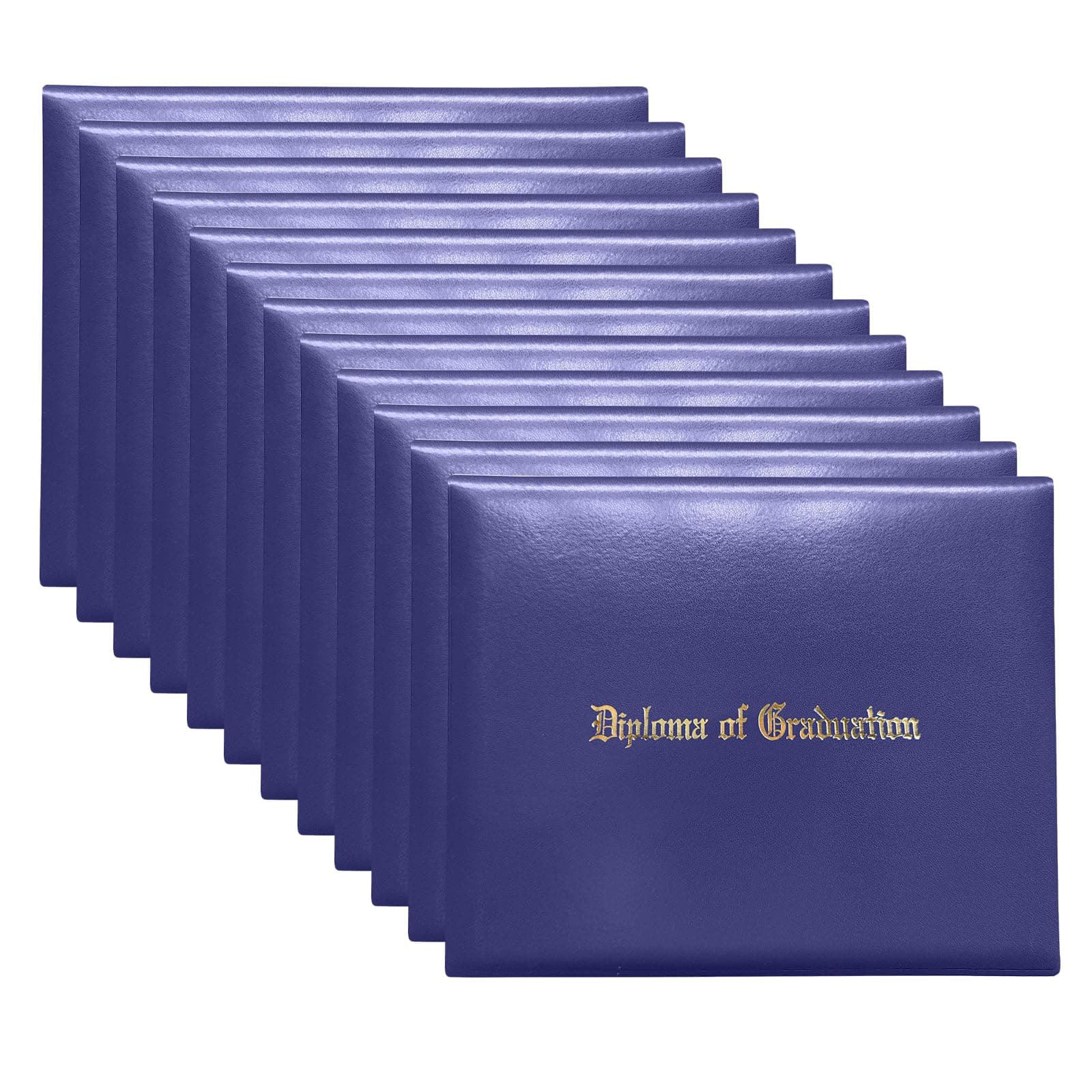 Happy Secret Imprinted Diploma Holder for 8.5"x11" Certificate - Graduation Cover with Smooth Leather, Purple, 12 Packs