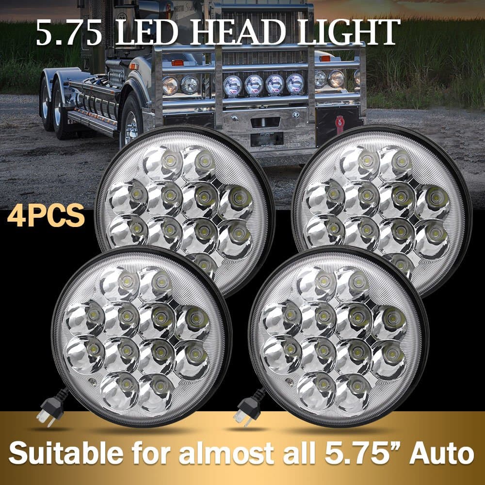 BeaveWAY Jiuguang 4pcs 5.75'' 36W Crystal Round LED Car Headlight Sealed Beam IP68 Waterproof Replacement 4000 4040 5506 H5006 H651 / H466 Chrome (4pcs)