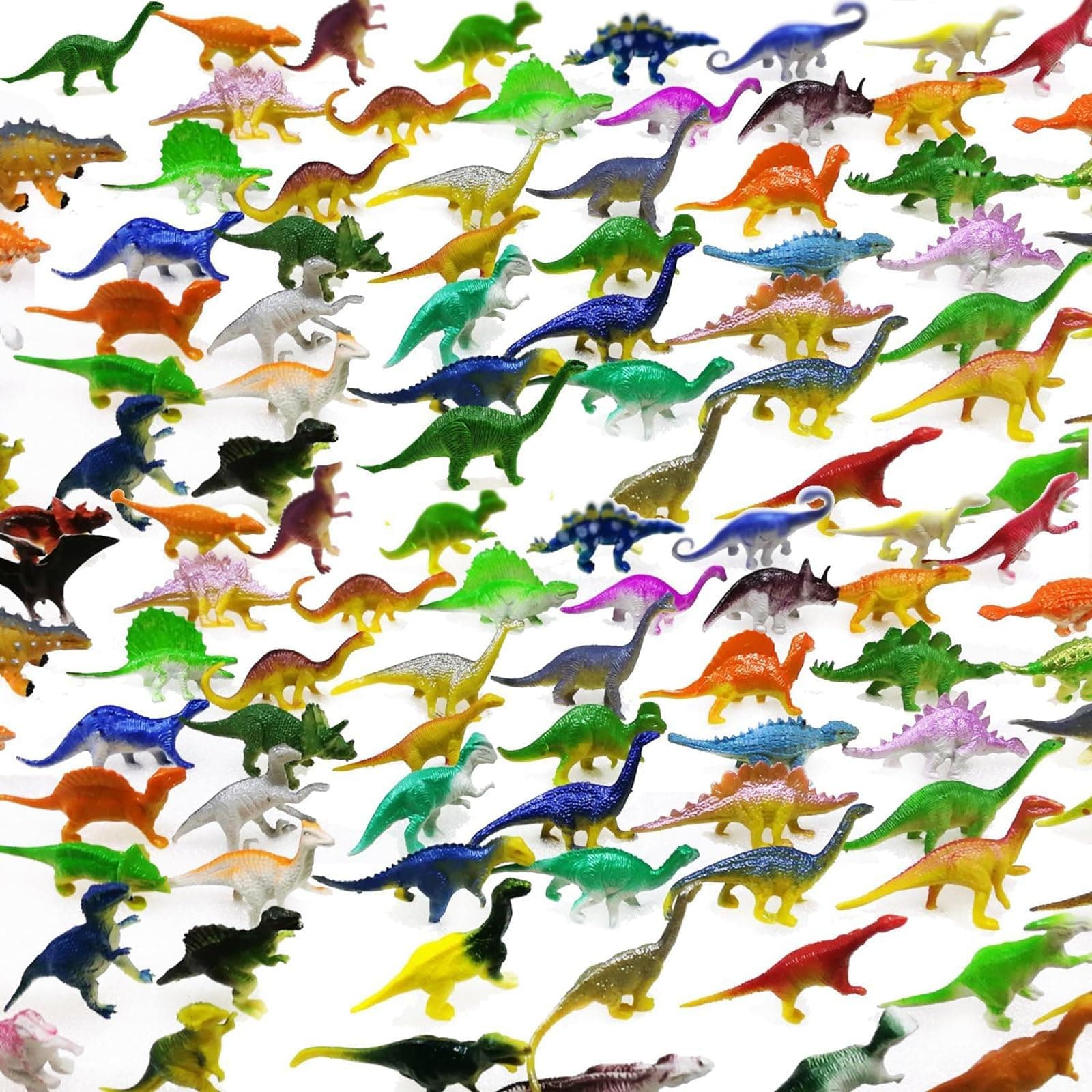 OuMuaMua Dinosaur Toys, Plastic Mini Dinosaur Figure Toy Set Including T-rex, Stegosaurus, Monoclonius for Kids Dinosaurs Birthday Party Favors, Christmas Easter Eggs Filler Gifts, 78 Pack