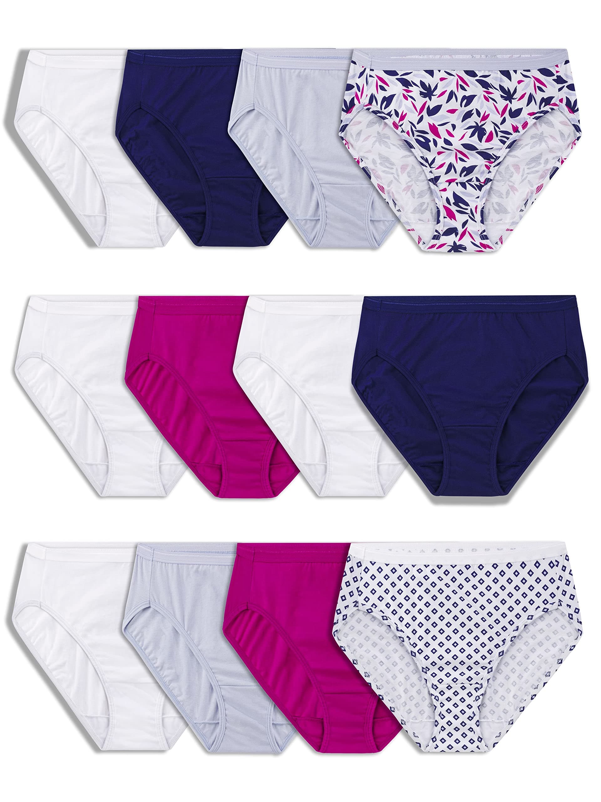 Fruit of the Loom Women's Eversoft Cotton Underwear Multipacks, Tag Free & Breathable, Available in Plus Size