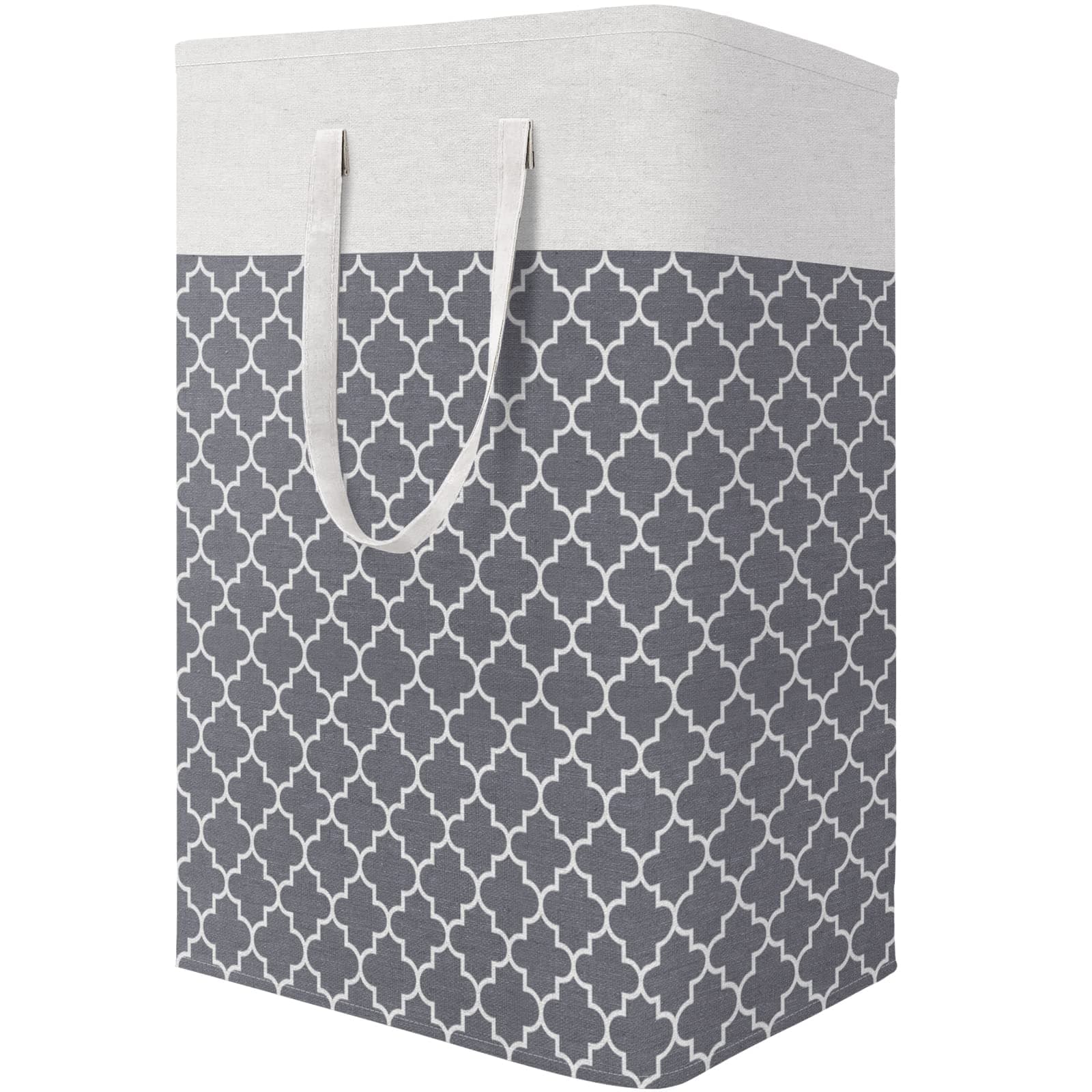 HomeHacks Laundry Baskets, Laundry Hamper with Long Handles, Collapsible Waterproof Clothes Hamper, Durable Tall Laundry Bin, Clothes Hamper for Bedroom, Bathroom, Dorm, Toys, 75L, 1-Pack, Grey