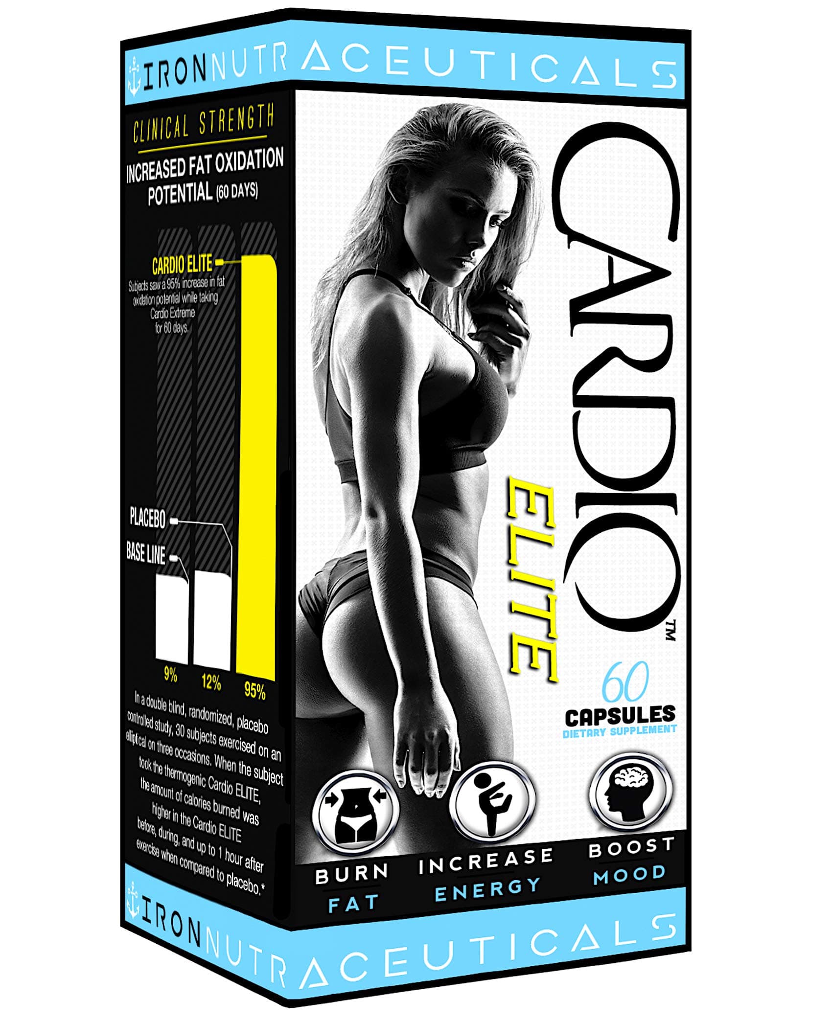 Cardio Elite Clinical Strength Women's Fat Burner for Safe Rapid Weight Loss and Fat Reduction • Energy • Focus • Green Tea Leaf Garcinia Cambogia • Keto and Vegan Friendly • 60 Diet Pill Capsules