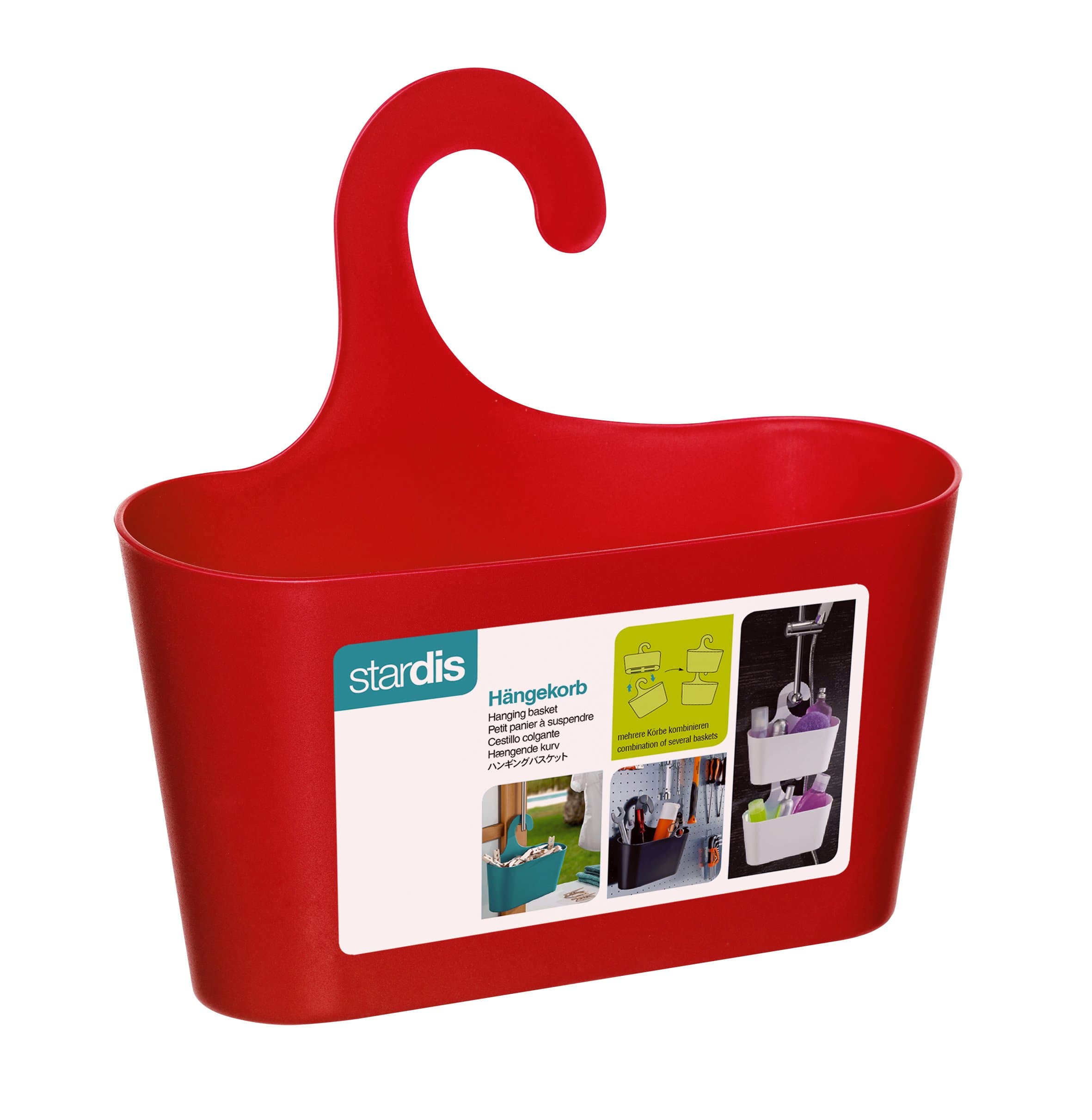 stardis Shower Basket Red with Hook Hanging Caddy Organizer Plastic