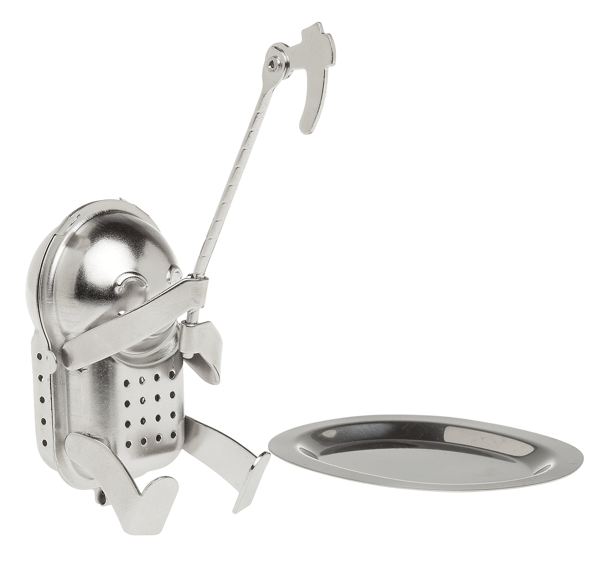 HIC Tea Infuser with Drip Tray, Rock Climber, 18/8 Stainless Steel