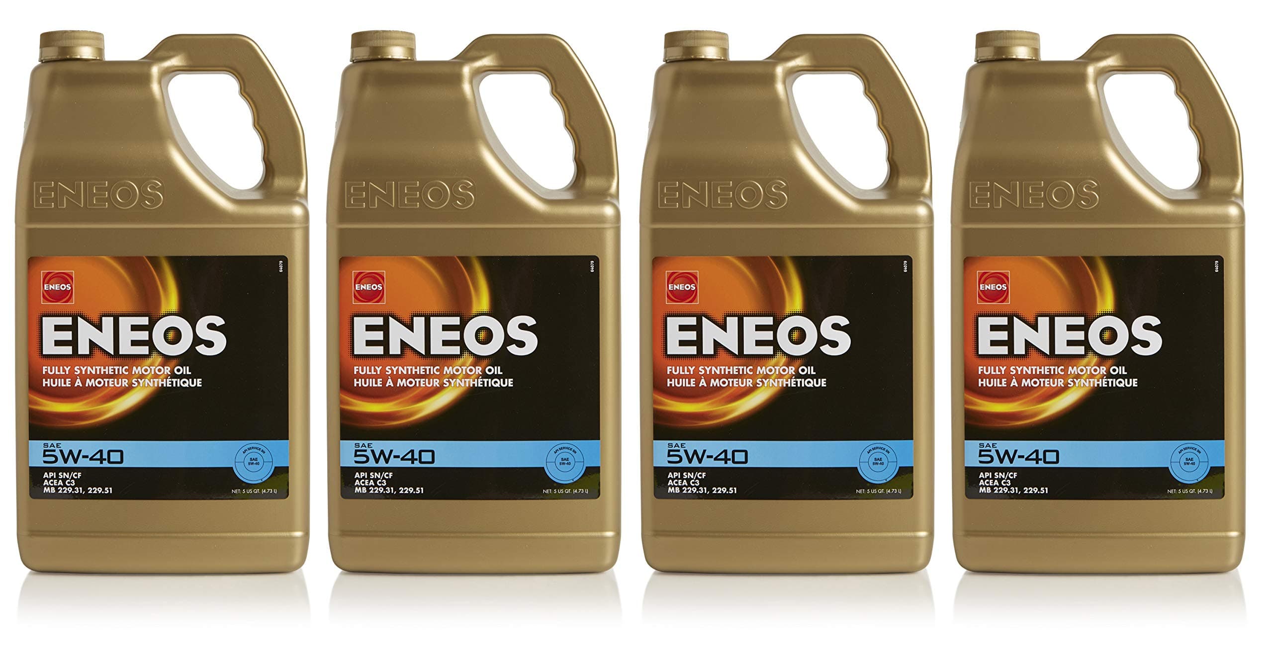 Eneos 5W-40 Fully Synthetic Motor Oil, 5 Quart (Pack of 4)