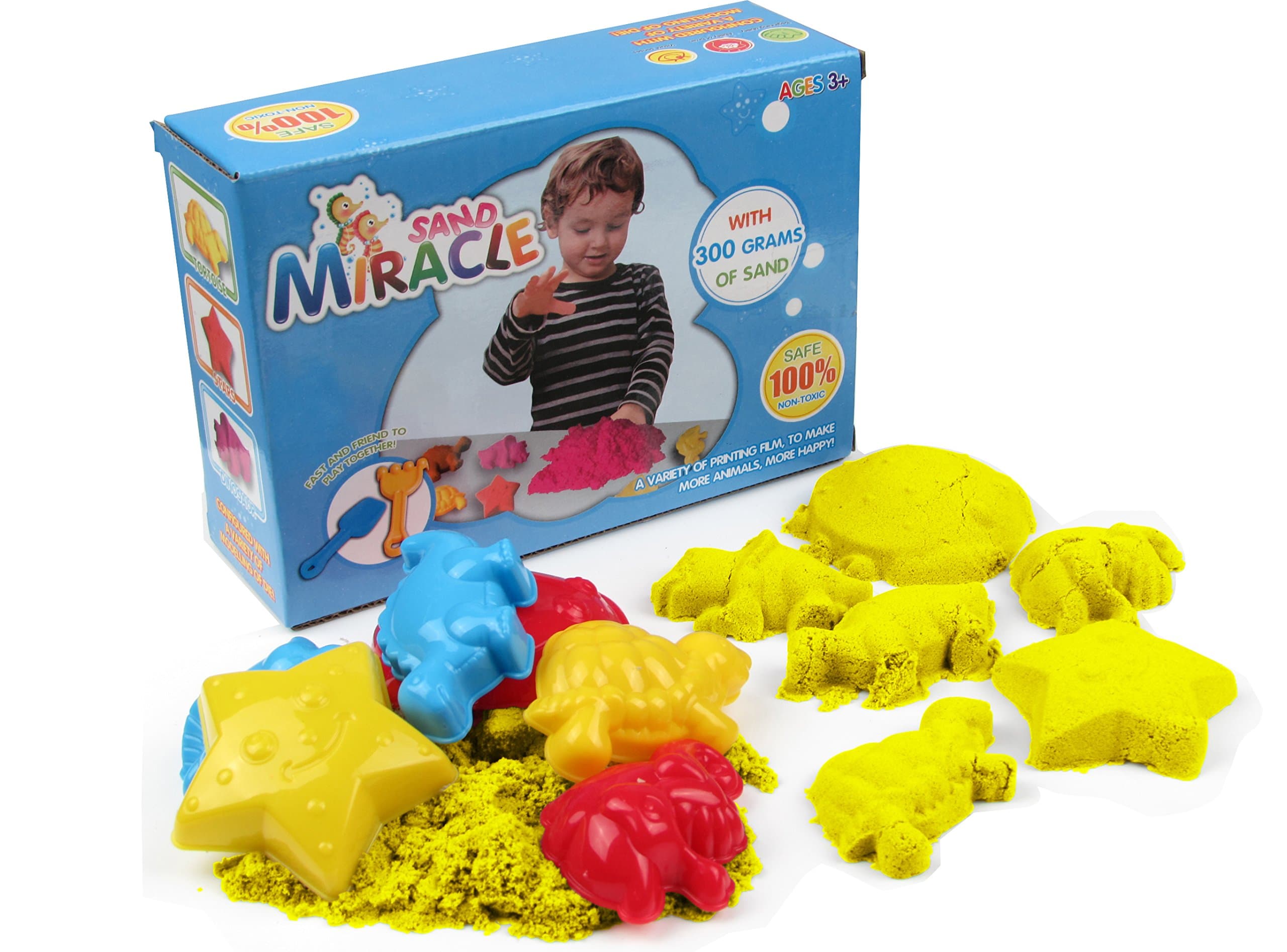 Miracle Sand Play Set with Animal Molds (Yellow)