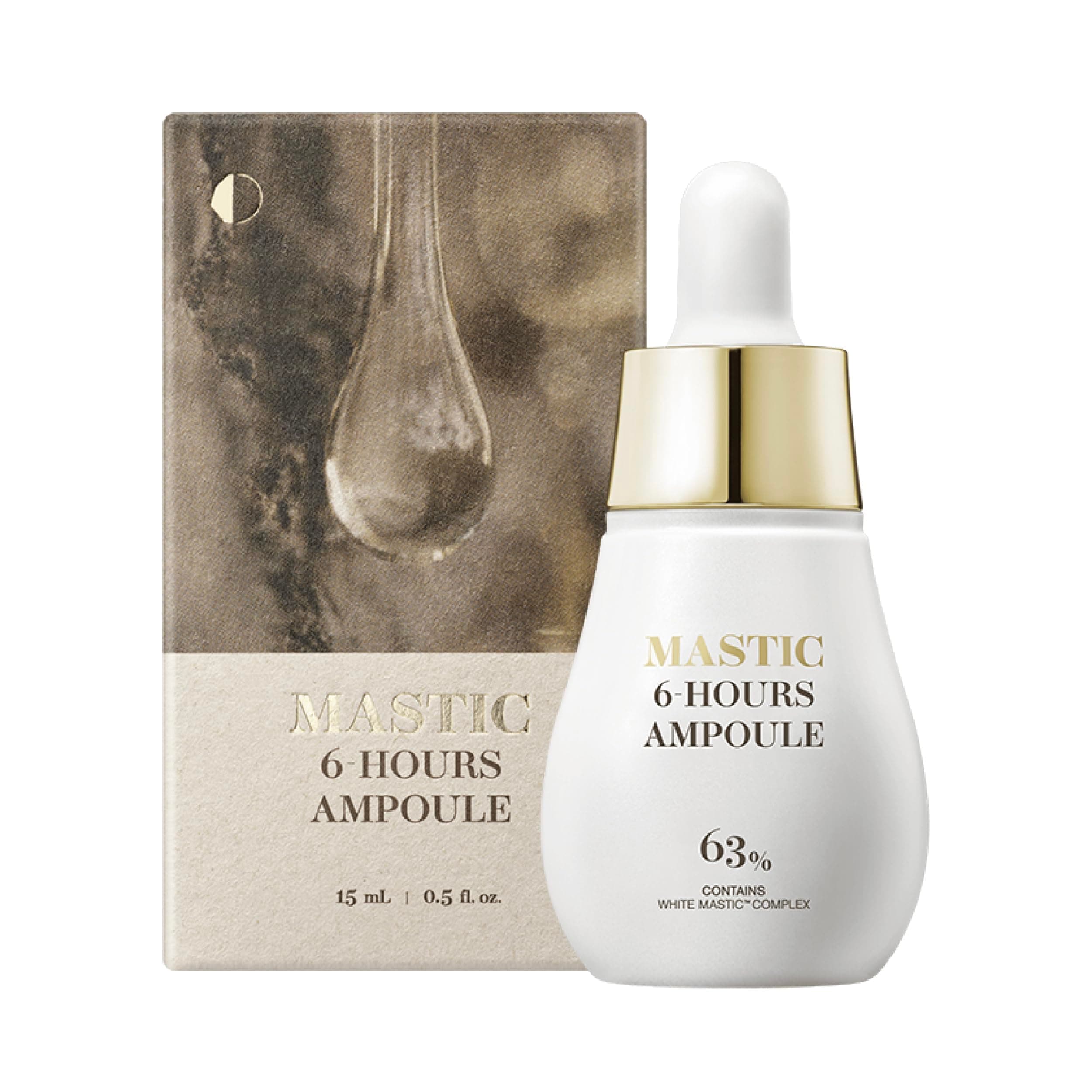 Mastic Ampoule - Facial Serum for Glass&Radiant Skin. White Mastic Complex 63% + Tranexamic Acid 2% + Niacinamide 5% Acid, Korean Skin Care (Dropper, 0.5fl oz)