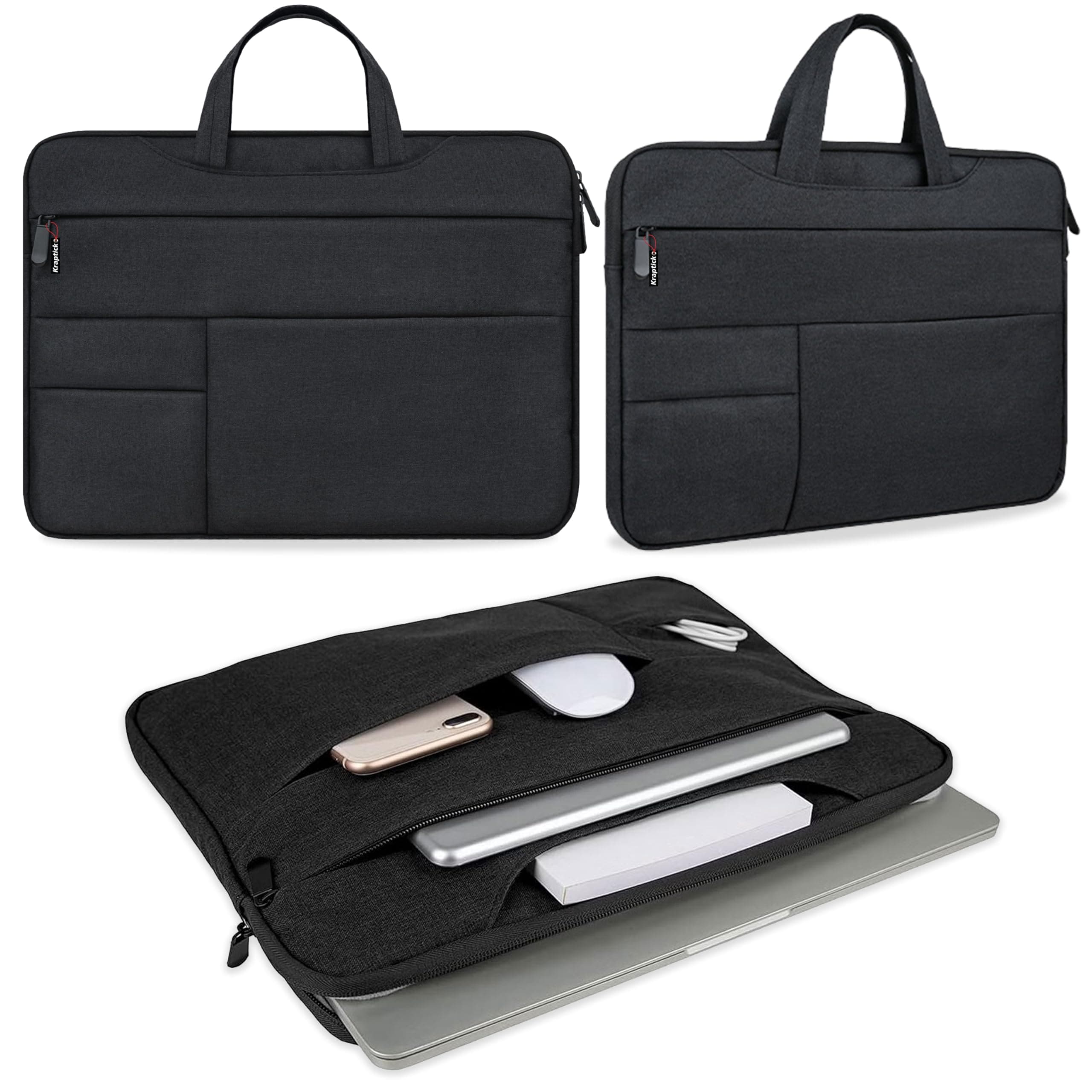 Kraptick Laptop Bag with Handle for Men, Laptop Sleeve Bag, Hand Messenger Bag, Laptop Case for Girls, Laptop Carry Tote Bag with 14 Inch Laptop Compartment and Sleek Classic Design (Black)