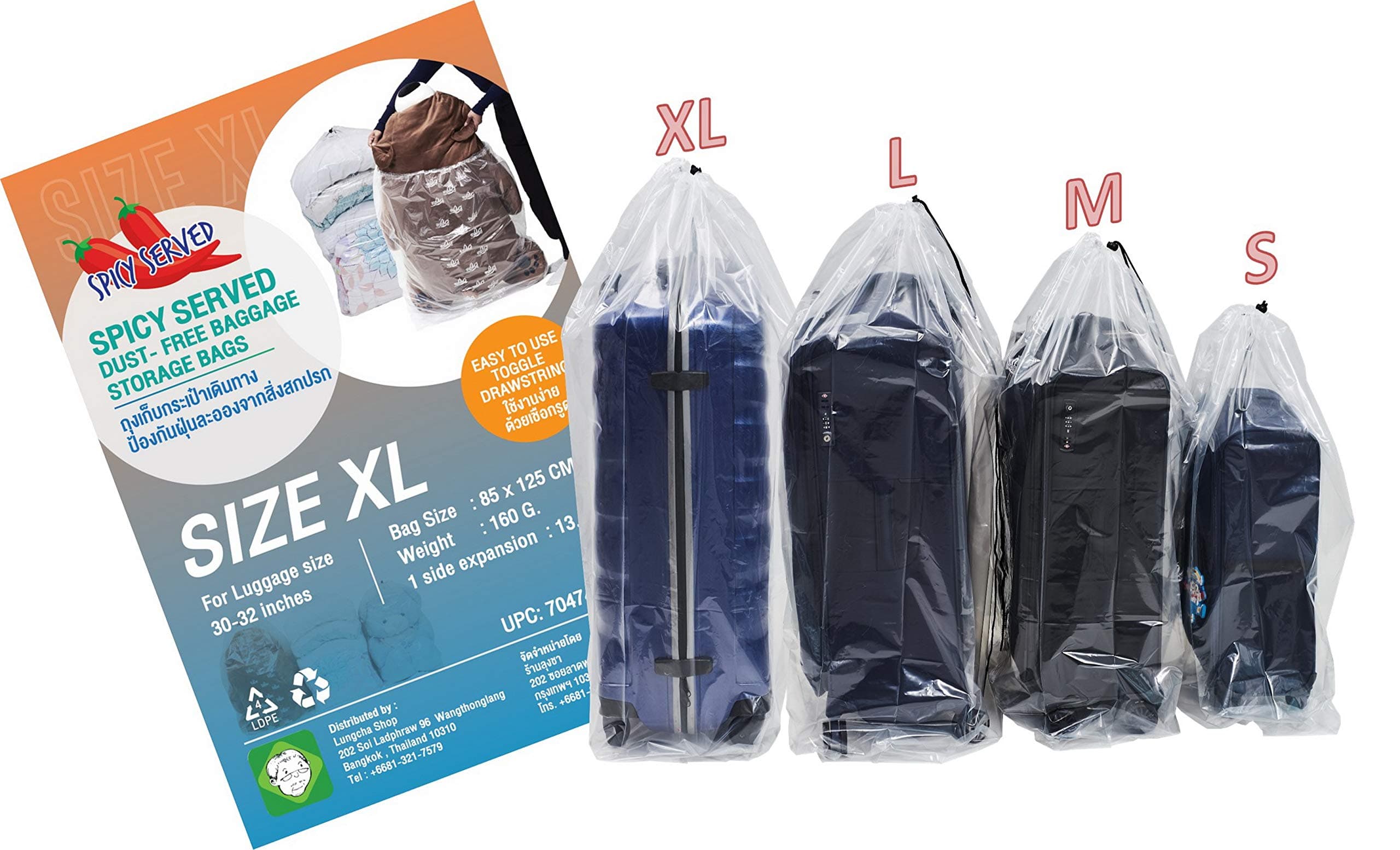 4 pieces of Dust Cover Big Plastic Drawstring Bags Multi-Purpose for Storage and Keeping Luggage, Big Dolls, Blankets, Pillows, Suitcase Good for Household Organizing Reusable (XL (85x125 cm))