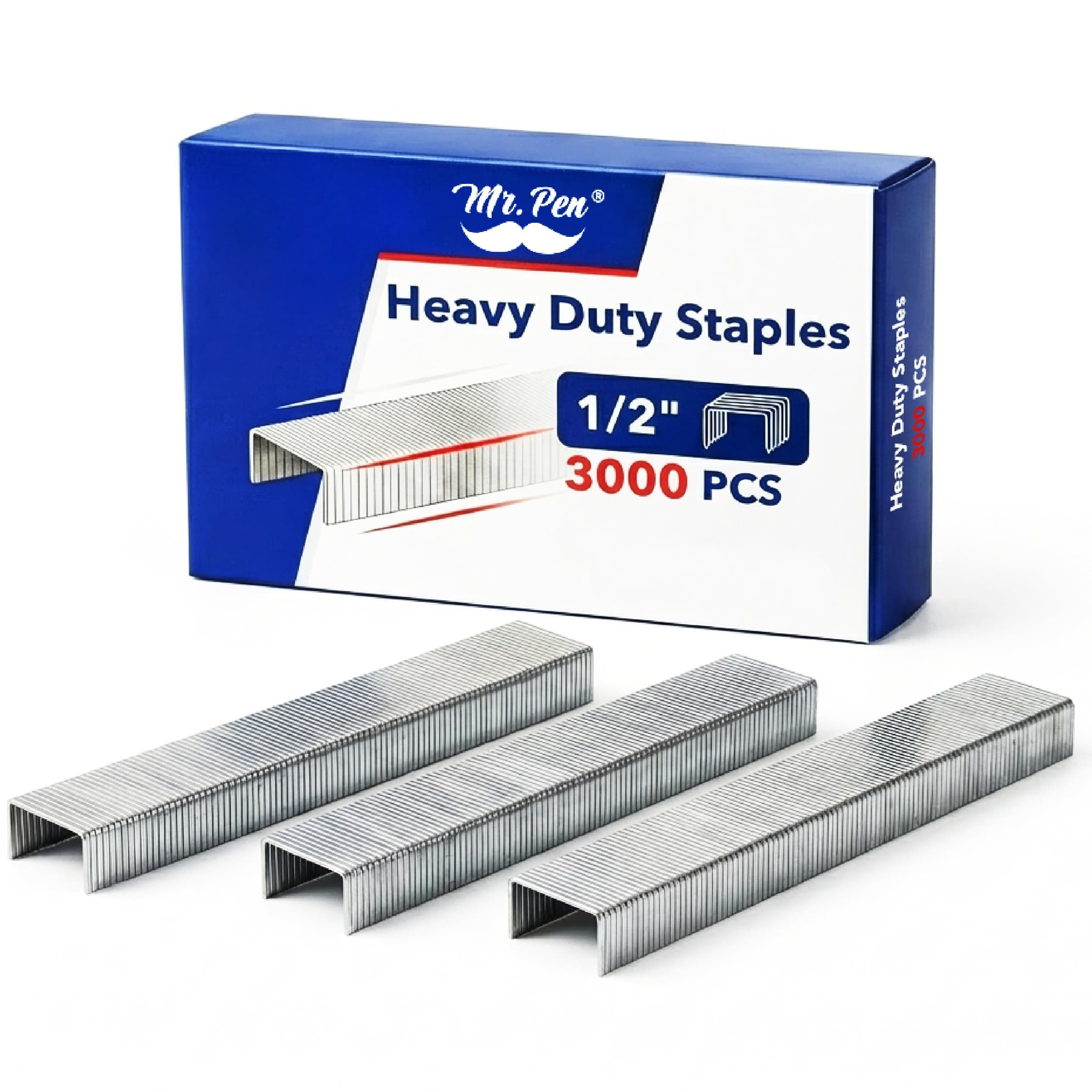 Mr. Pen- Heavy Duty Staples, 3000 Staples, 100 Sheet Capacity, 1/2-Inch Leg Length, 23/13, Staples for Heavy Duty Staplers, Office Staples, Desk Staples, Big Staples, Paper Staple, Large Staples