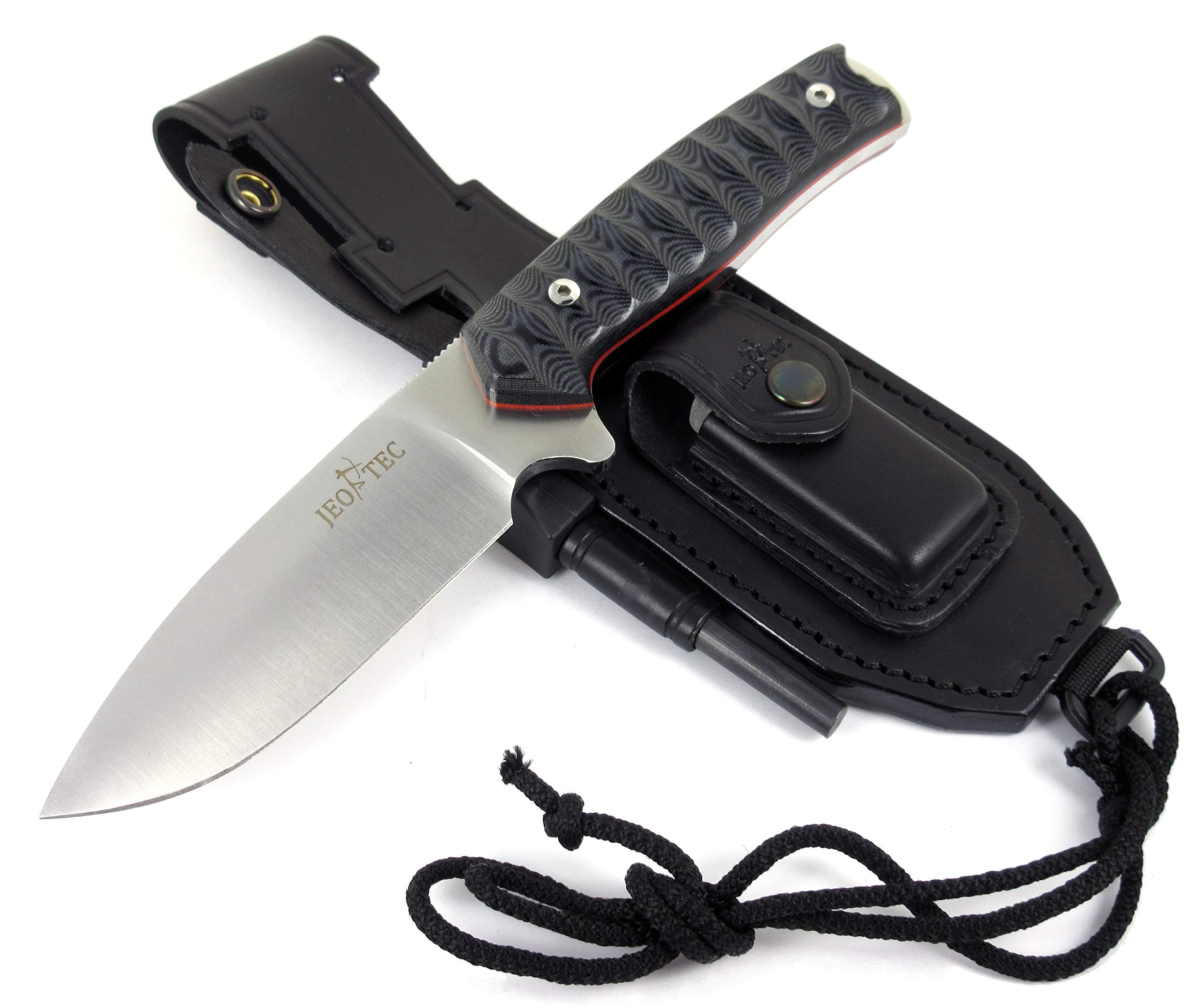 Nº21 Bushcraft Survival Hunting Tactical Knife - BOHLER N690C Stainless Steel, Multi-positioned Leather Sheath, Sharpener Stone & Firesteel included - Handmade