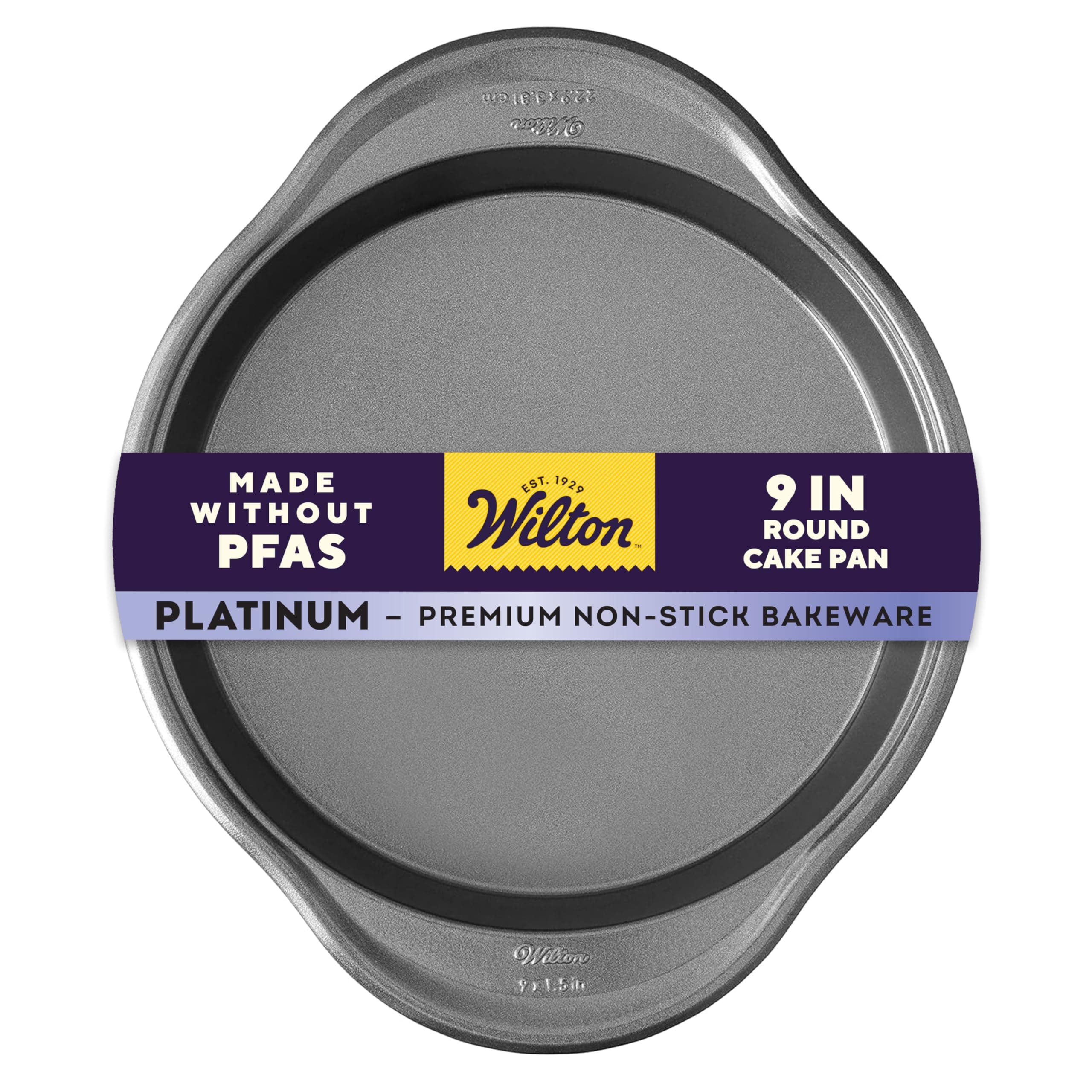 Platinum Non-Stick 9 Inch Round Cake Pan, Cold-Rolled Steel Bakeware, Made without PFAS, Packaging May Vary