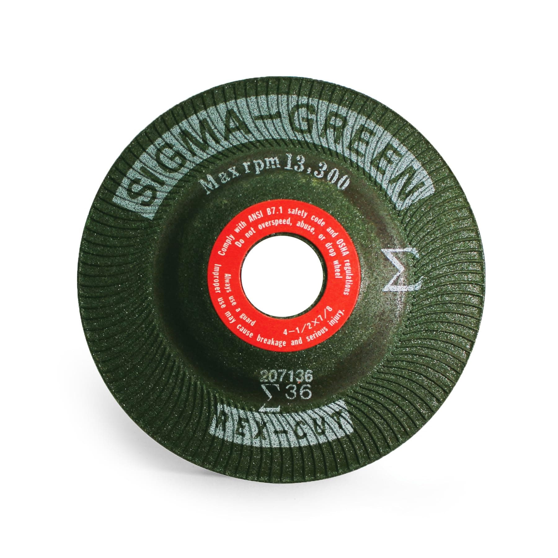 Sigma Green Grinding Wheel 4-1/2 x 7/8 36 Grit (5 PCS)