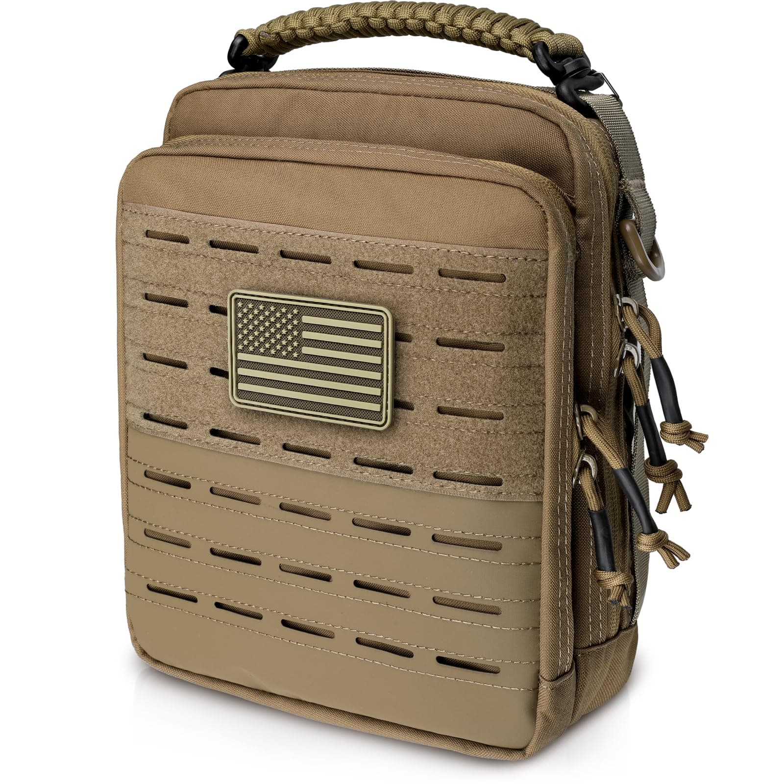 Tactical Molle Admin Pouch, Utility EDC Pouch Organizer Modular Tool Pouch of Double Layer Design Medical EMT Attachment Bag Large Capacity with Elastic Webbing Insert Panel