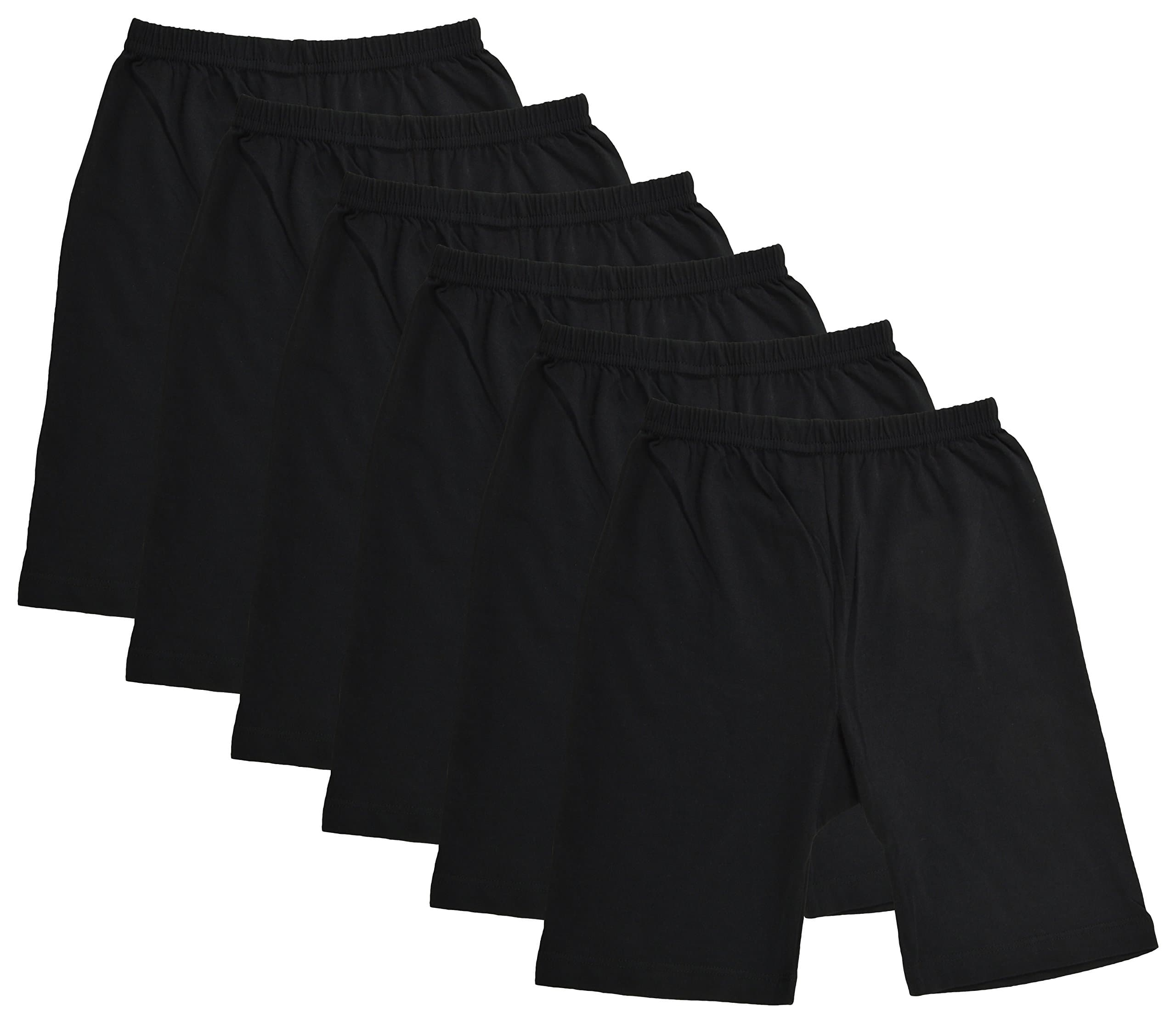 BODYCARE Pure Cotton Plain Black Cycling Shorts for Girls & Kids (73B-Packof6)