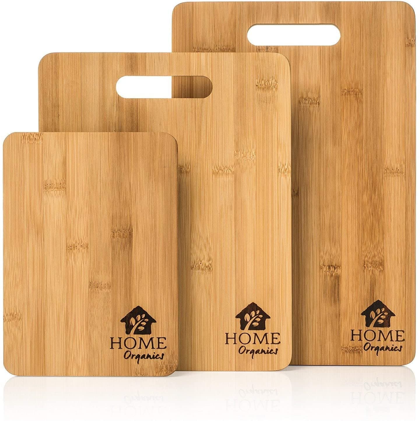 Premium Bamboo Chopping Board Set - Set of 3 Wooden Cutting Boards | Chopping Meat, Vegetables, & Bread | Serving Crackers&Cheese | Wood Cheese Board Platter, Food Prep, Kitchen Gift Set