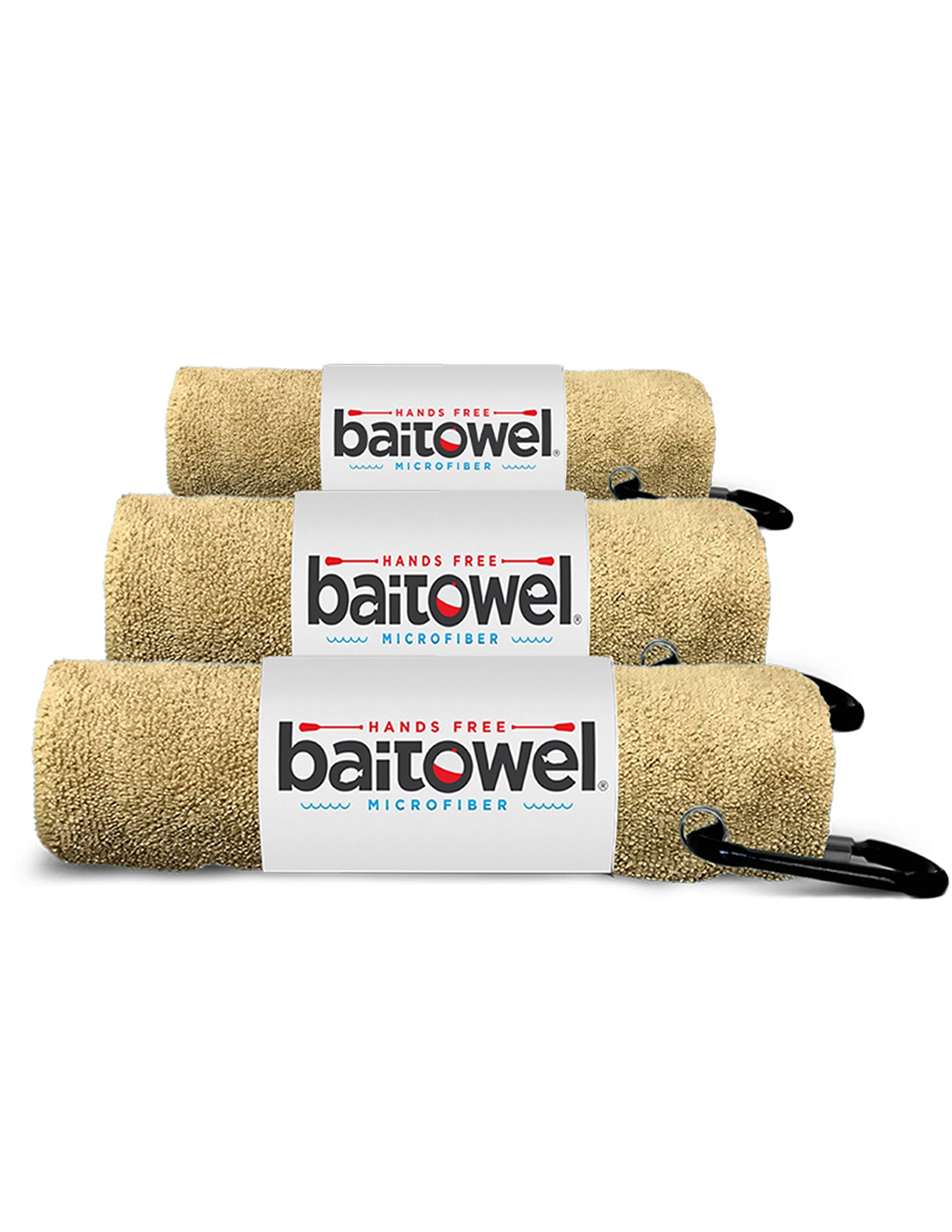 Bait Towel 3 Pack Fishing Towels with Clip, Plush Microfiber nap Fabric, 16x16, The Original Bait Towel Value 3 Pack