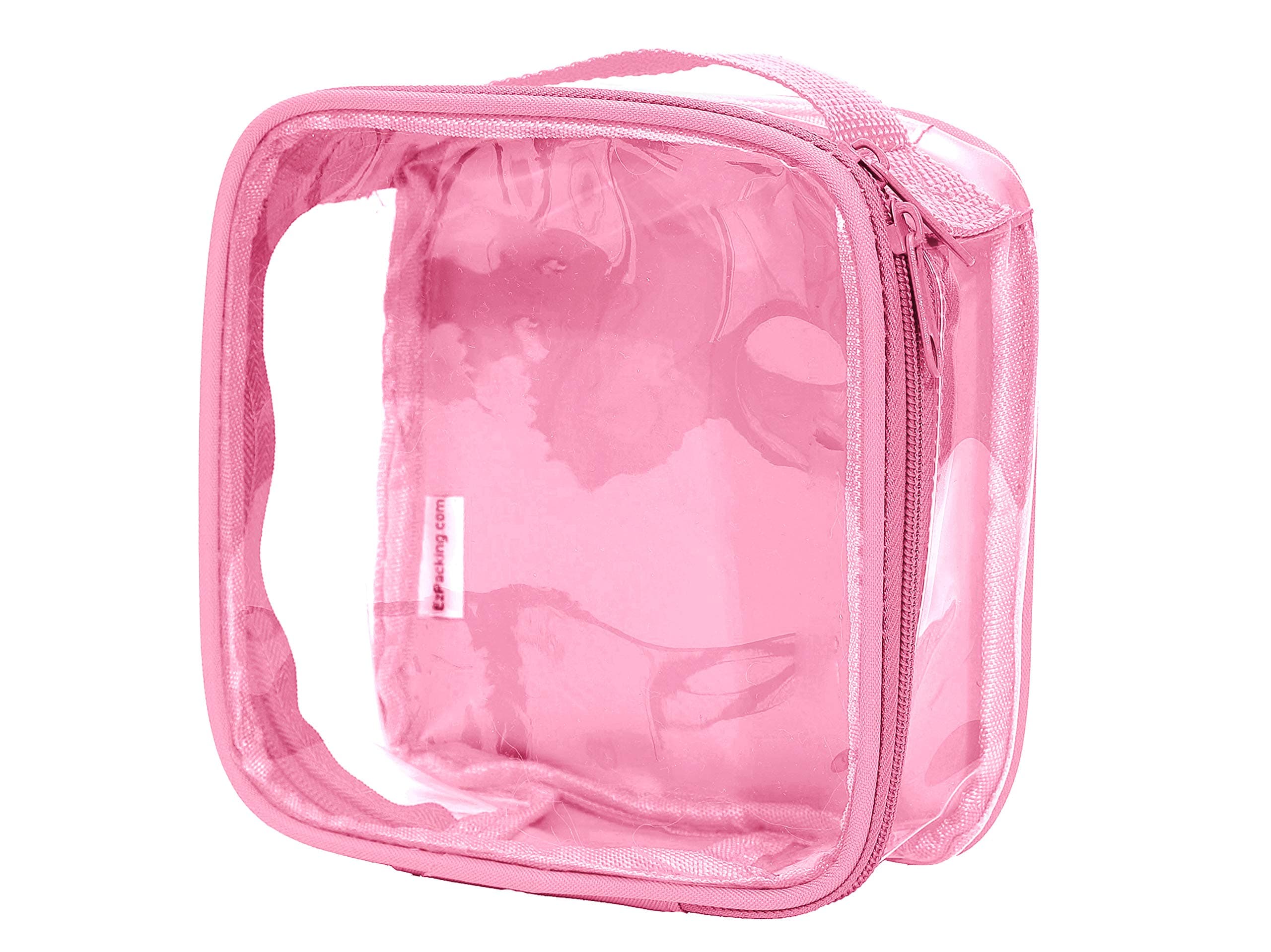 EzPacking Clear TSA Approved 3-1-1 Travel Toiletry Bag for Carry On/Quart Size Transparent Liquids Pouch for Airport Security/Reusable See Through Vinyl & PVC Plastic Organizer Men Women (Rose)