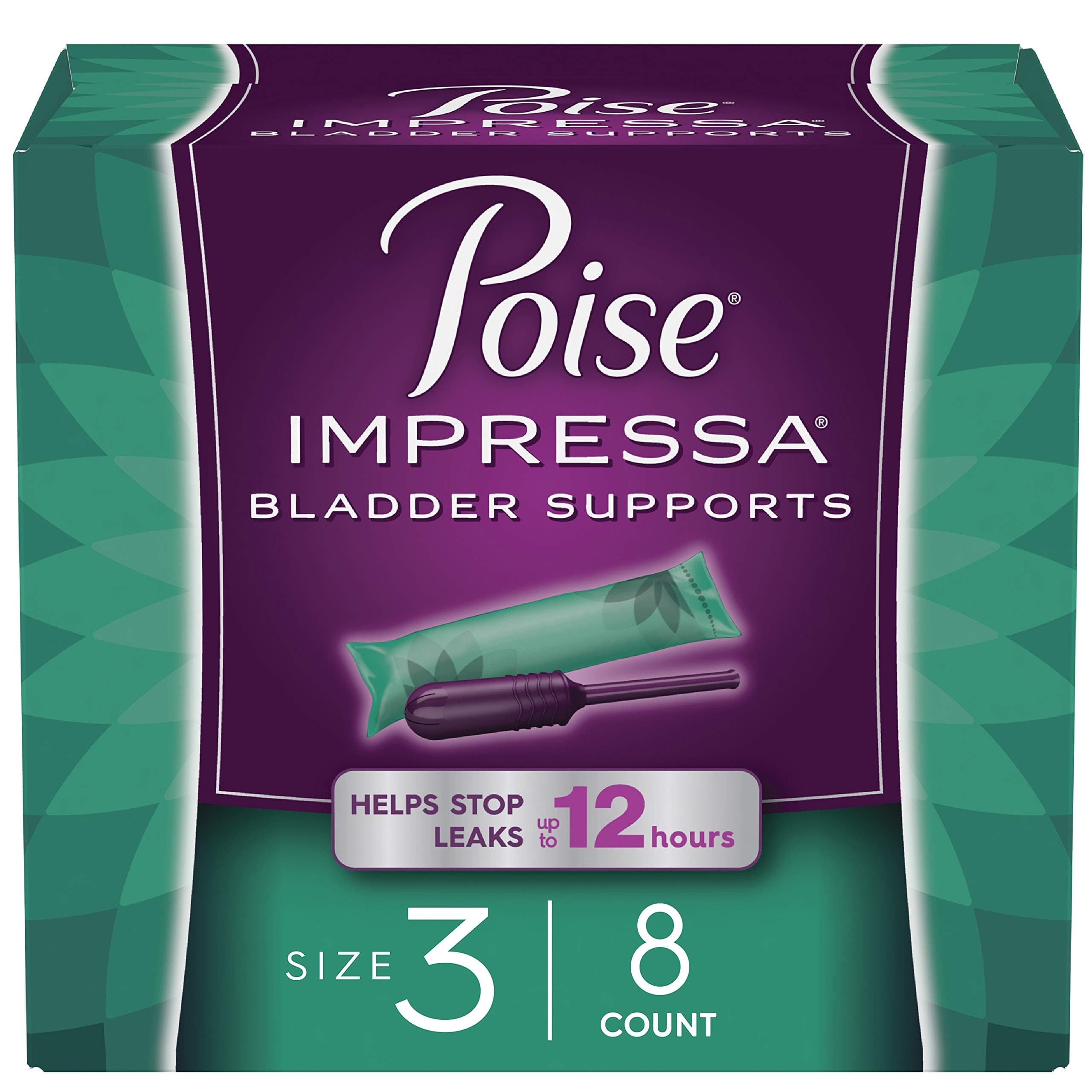 Poise Impressa Incontinence Bladder Support for Women, Bladder Control, Size 3, 8 Count (Packaging May Vary)