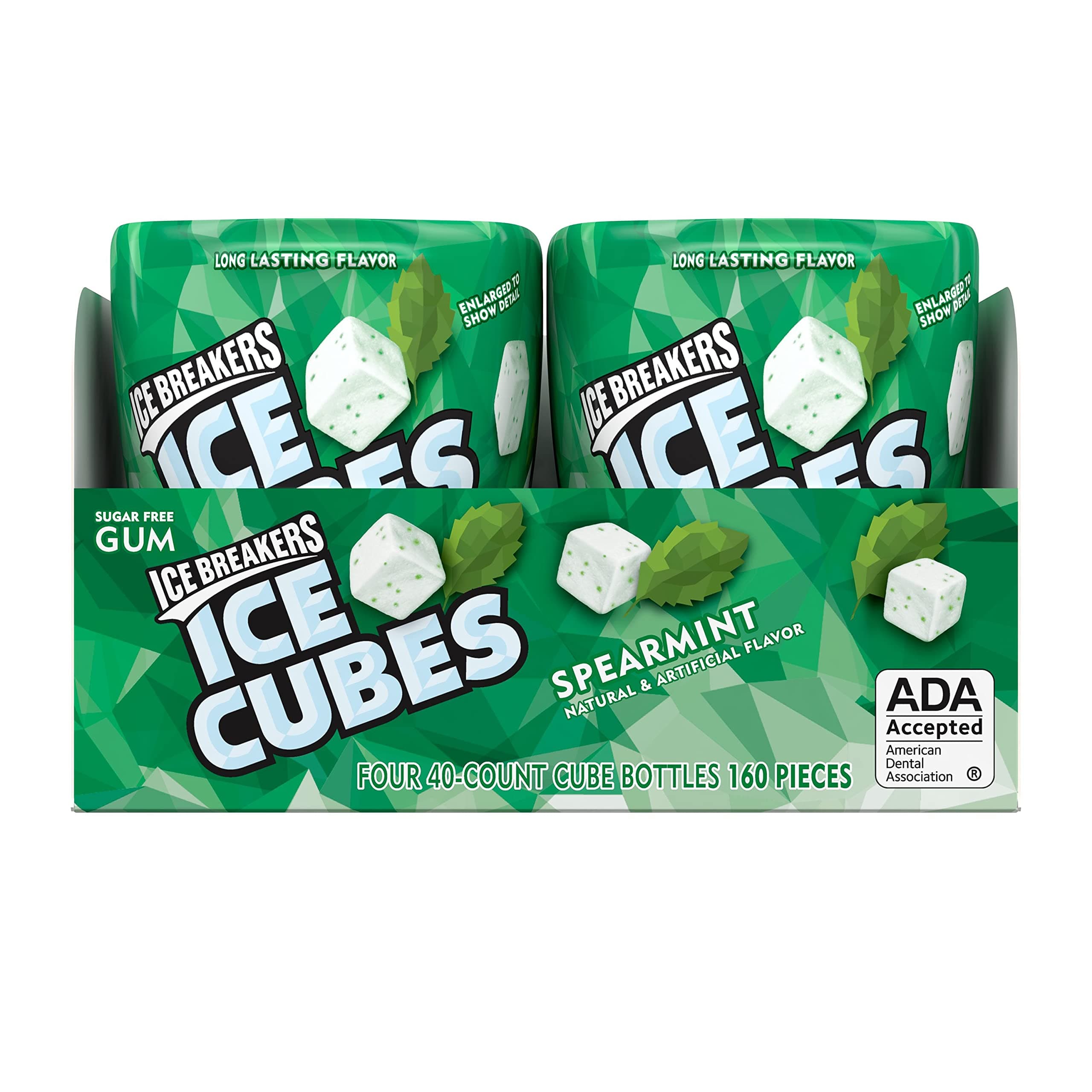 ICE BREAKERS ICE CUBES Spearmint Chewing Gum (Sugar Free, 40-Count Pieces, Pack of 4) by Ice Breakers