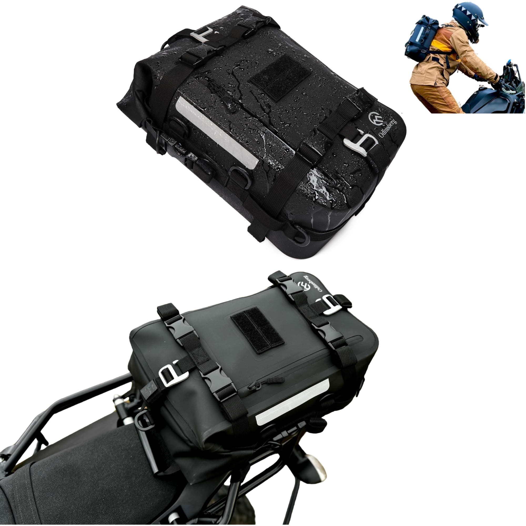 15L 100% Waterproof Motorcycle Tail Bag – All in one Dry Bag Saddlebag Pannier Backpack Luggage for Sissy Bar Rear Rack and Seat for Motorcycle Dirt Bike Bag ATV ADV