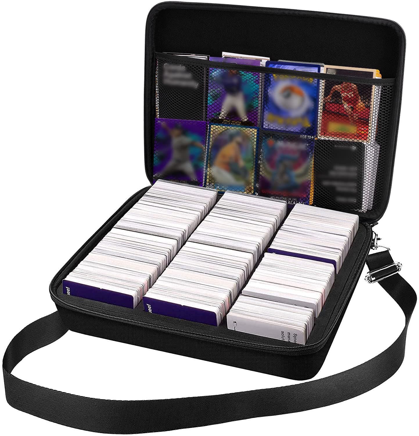 Trading Card Case, 2000+ Card Deck Box for MTG Commander, for YuGiOh, for Magic The Gathering, for Cards Against Humanity, 2025 2024 Football Baseball Sports Collectible Cards Holder (Black)