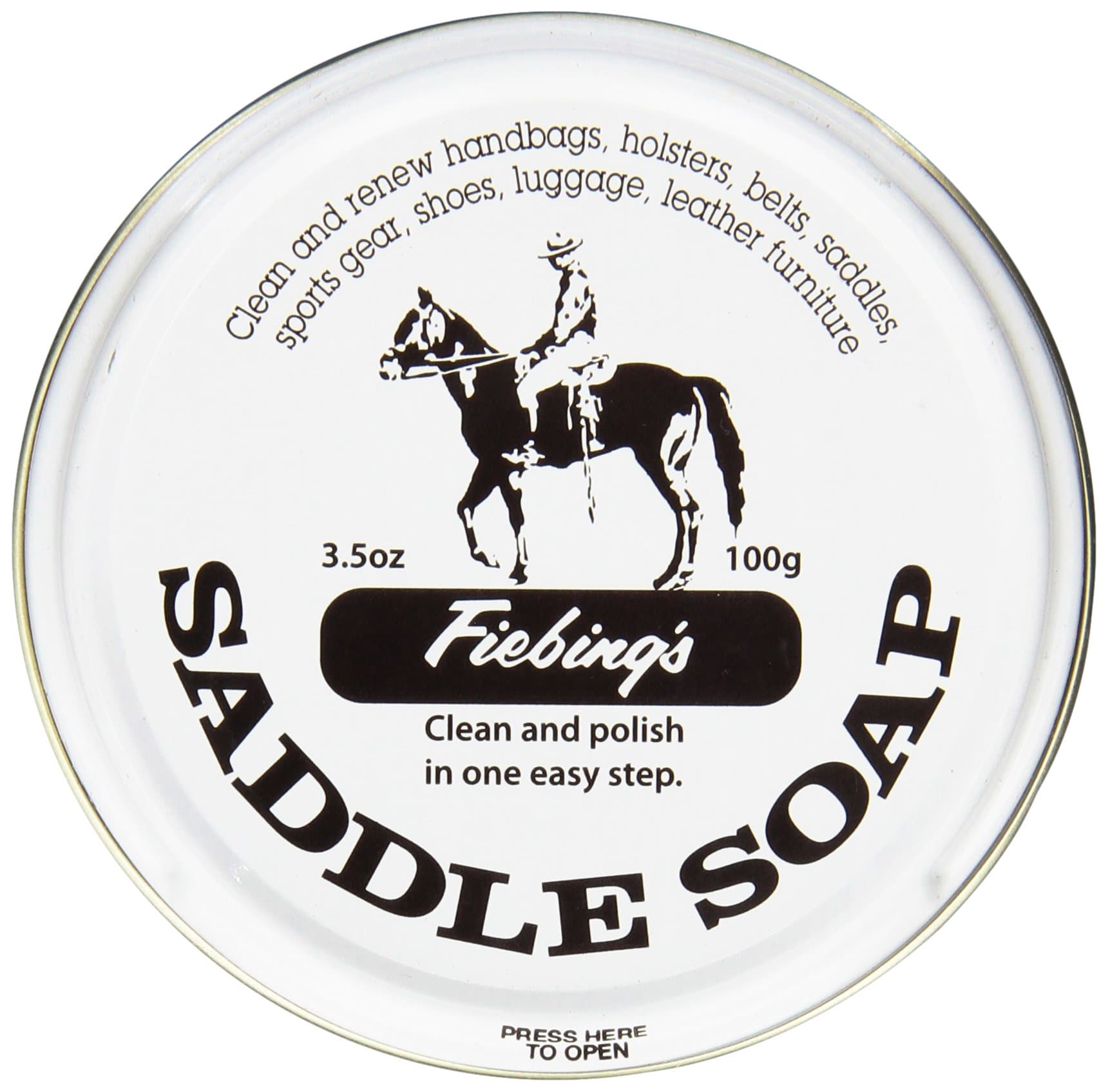White Saddle Soap for Leather (3.5 oz Tin) - Leather Cleaner & Conditioner to Soften & Protect Leathercraft, Car Seat, Couch, Shoe & Saddles