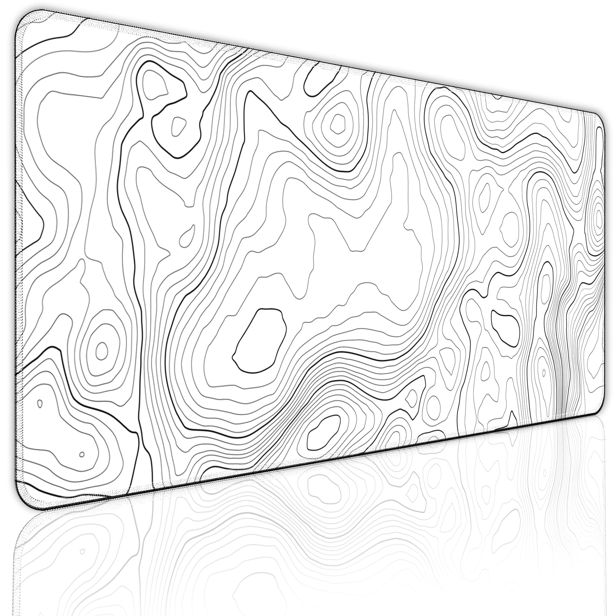 BZU Topographic Extended White Mouse Pad Large, Desk Mat Desk Pad Large Desk Mats on top of desks,31.5x11.8in Computer Keyboard Desk Mat with 3mm Non-Slip Base and Stitched Edge for Home Office Work