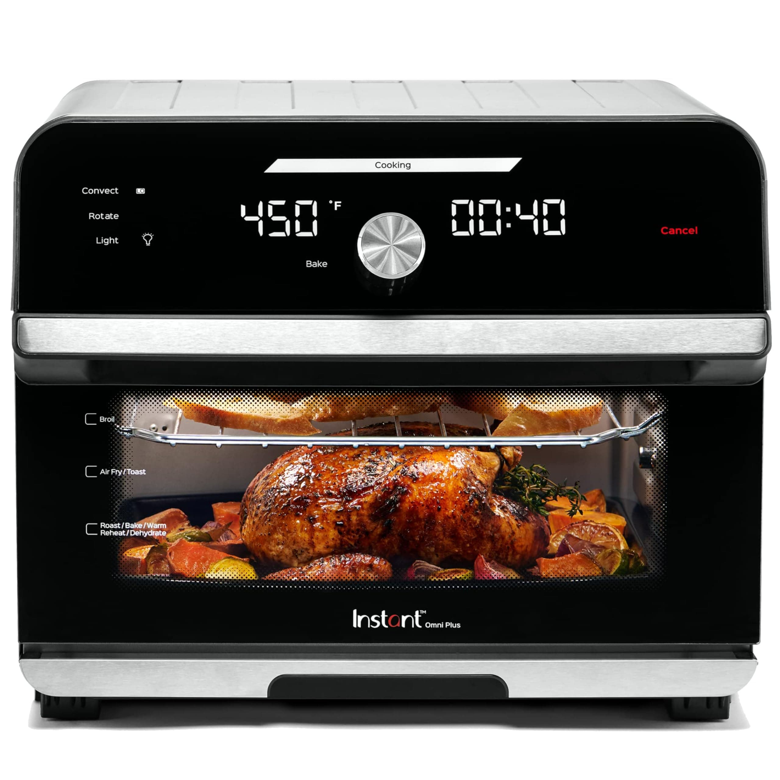 Instant Pot Omni Plus 19QT/18L Toaster Oven Air Fryer, 10-in-1 Functions, Fits 12" Pizza, Crisp, Broil, Bake, Roast, Toast, Warm, Convection, 100+ In-App Recipes, from the Makers of Instant Pot, Black