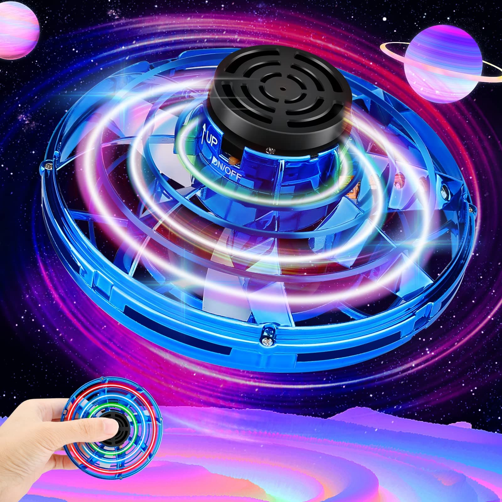 Mini Drones for Kids,Junywell 2021 Magic Flying Spinner for Adult Kids Hand Operated Drones Small Sensor Flying Ball Toy with Rotating LED Lights Indoor Outdoor Mini UFO Drone Toys for Boys Girls Gift