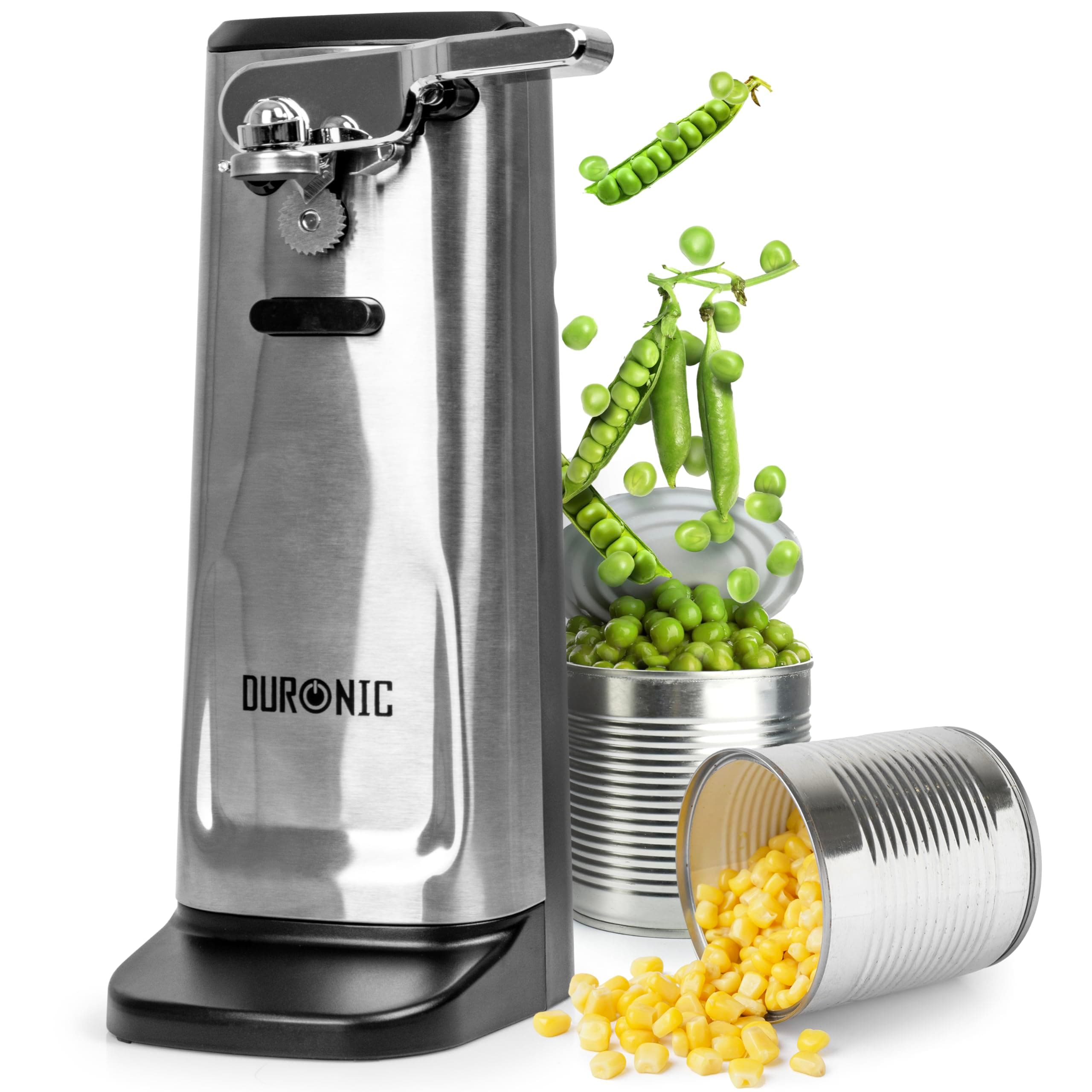 Duronic Electric Can Opener CO60, 3 in 1 Including Bottle Opener and Knife Sharpener, 1 Press Operation, Compact and Sleek Design for Arthritis or Individuals with Limited Mobility