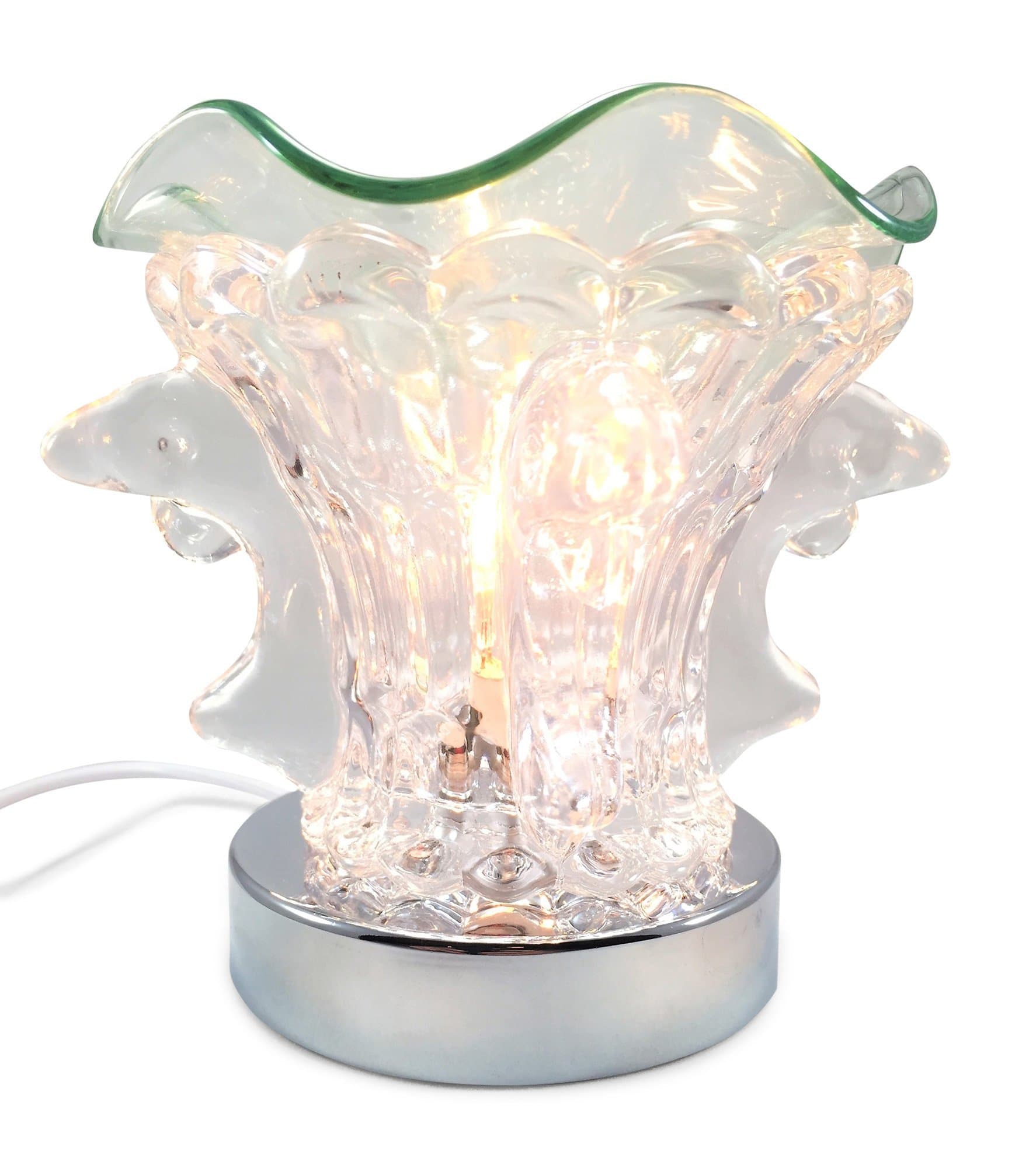 Dolphin Fountain, Clear Glass Electric Touch-Controlled Fragrance Lamp with Free Replacement Halogen Bulb