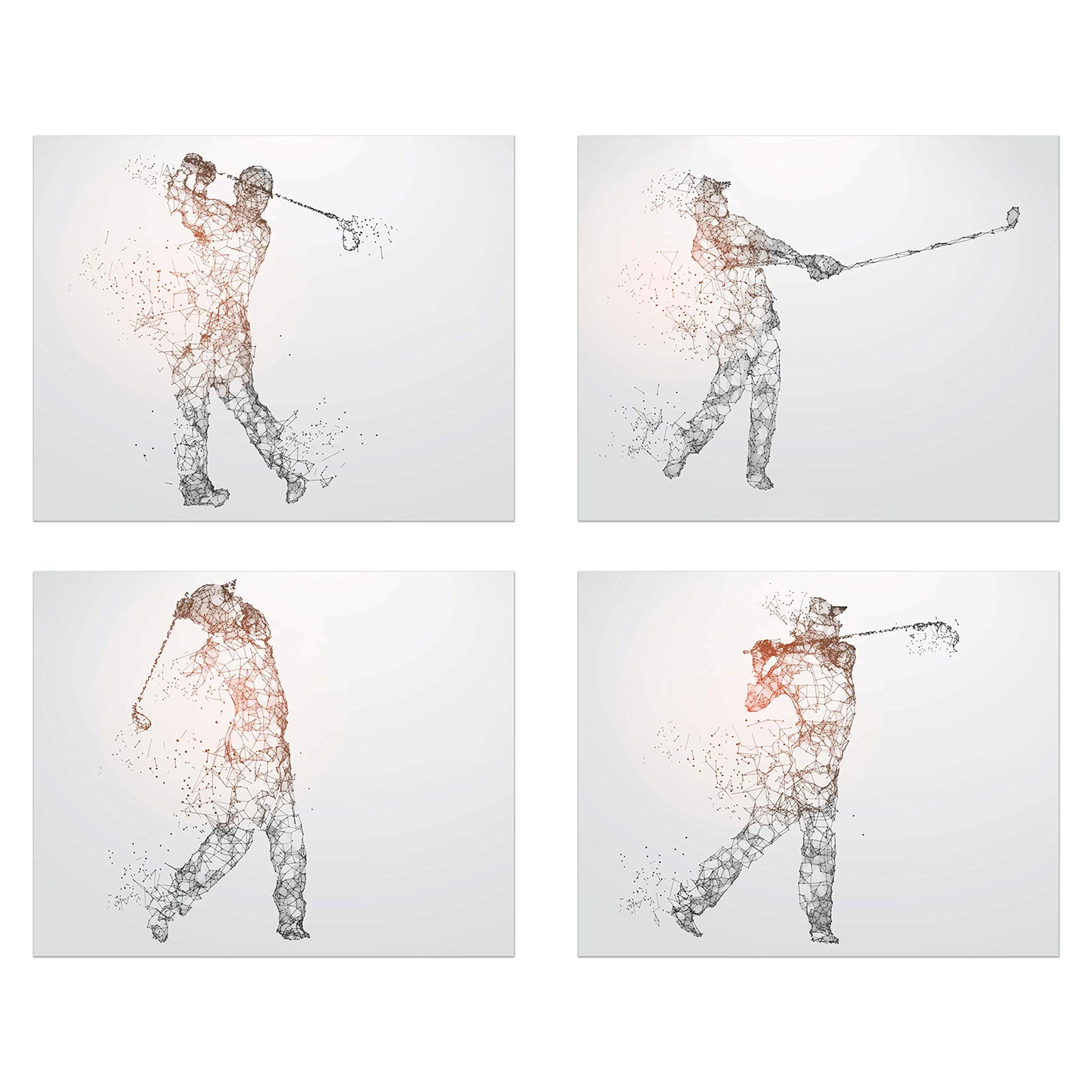 Summit Designs Golf Geometric Wall Art Prints - Particle Silhouette – Set of 4 (8x10) Poster Photos - Man Cave - Bedroom Decor