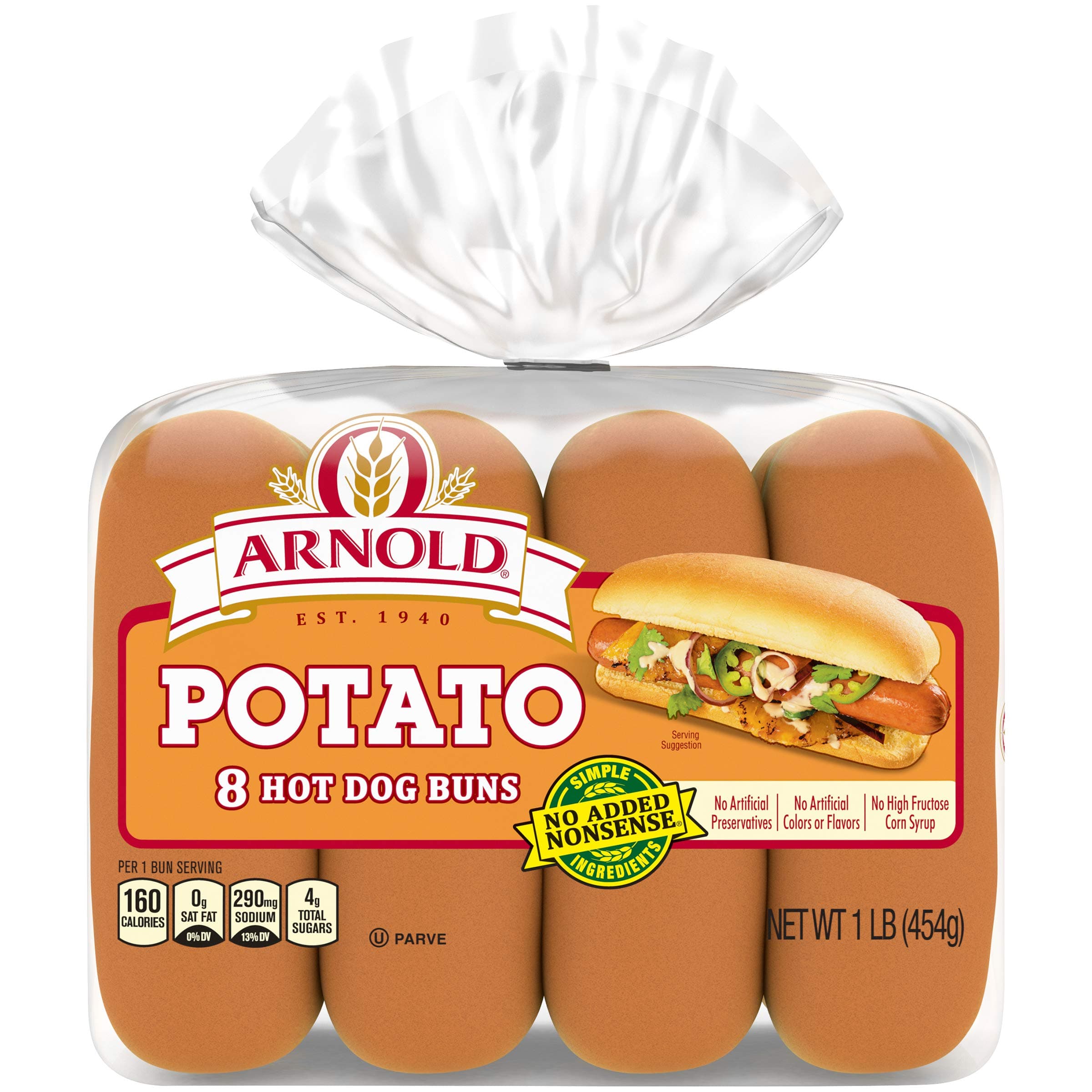 Brownberry Potato Buns, 8 Count, (2.0 Oz Each), Hot Dog Buns, 16 Oz Bag