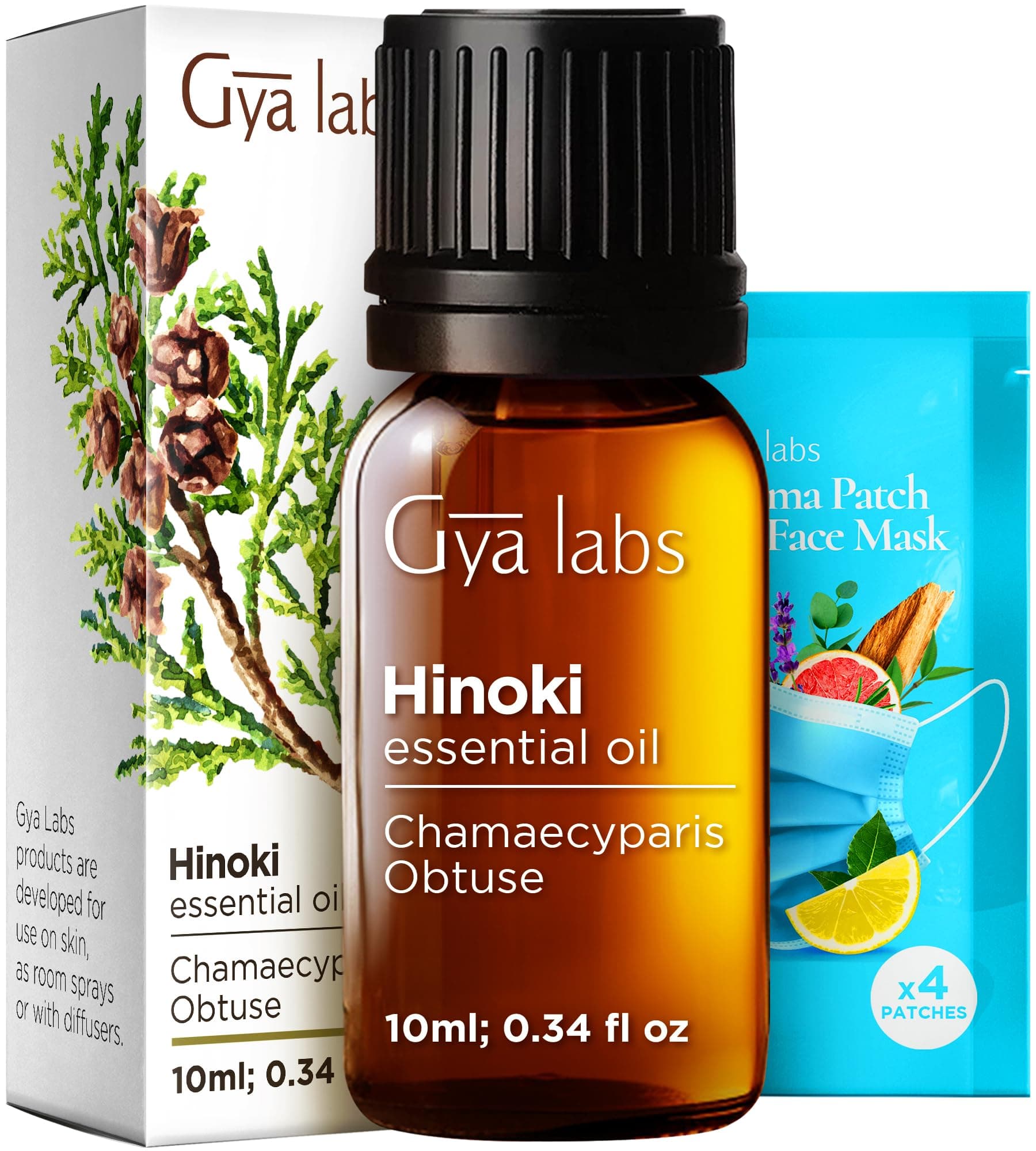 Gya Labs Hinoki Essential Oil - 100% Pure Hinoki Oil Crisp, Woodsy & Slightly Balsamic Scent for Diffuser Aromatherapy and Massage, 0.34 Fl Oz (Pack of 1)
