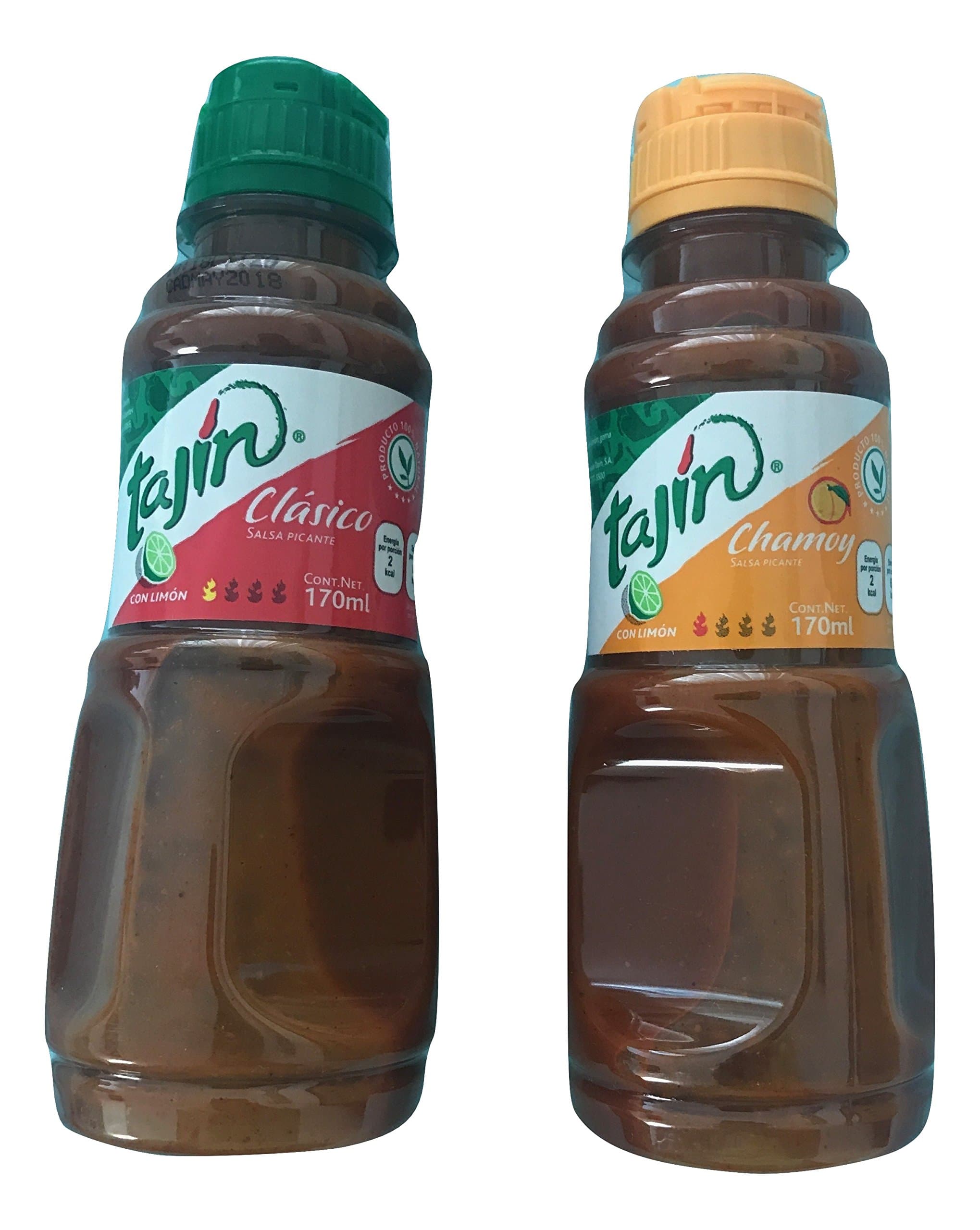 Tajin Clasico Regular Snack Sauce 5.7 Oz & Tajin Chamoy Hot Sauce Mild 5.7 Oz Food Seasoning Combo Pack