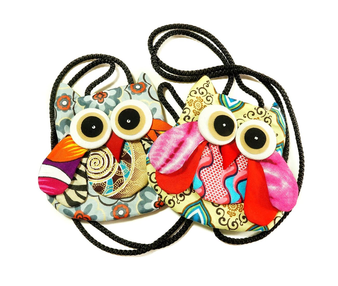 Owl Purse Coin Pouch Mix Colour Zip and Neck String 5.1x5.1 Inch