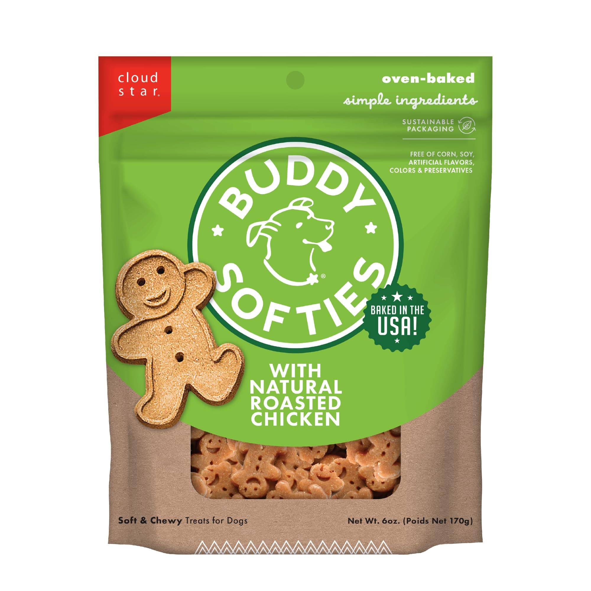 Buddy Biscuits Softies 6 oz. Bag, Soft & Chewy, Natural Roasted Chicken Flavor Dog Treats, Oven Baked in The USA