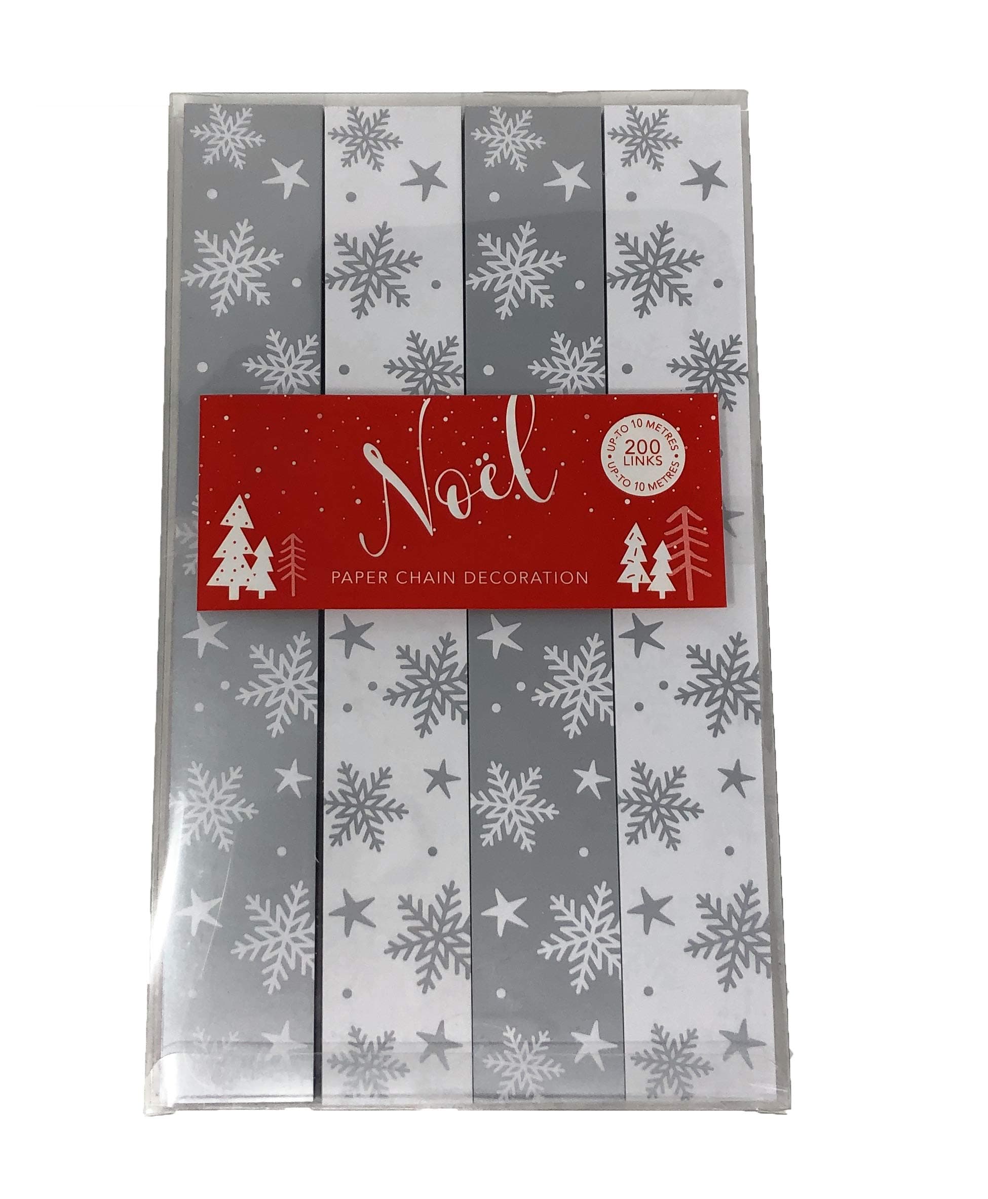 eBoutik – Novelty Christmas Decorations - Make Your Own Traditional Christmas Paper Chain Kit – Paper Chains Self Adhesive (Silver & White Snowflakes)