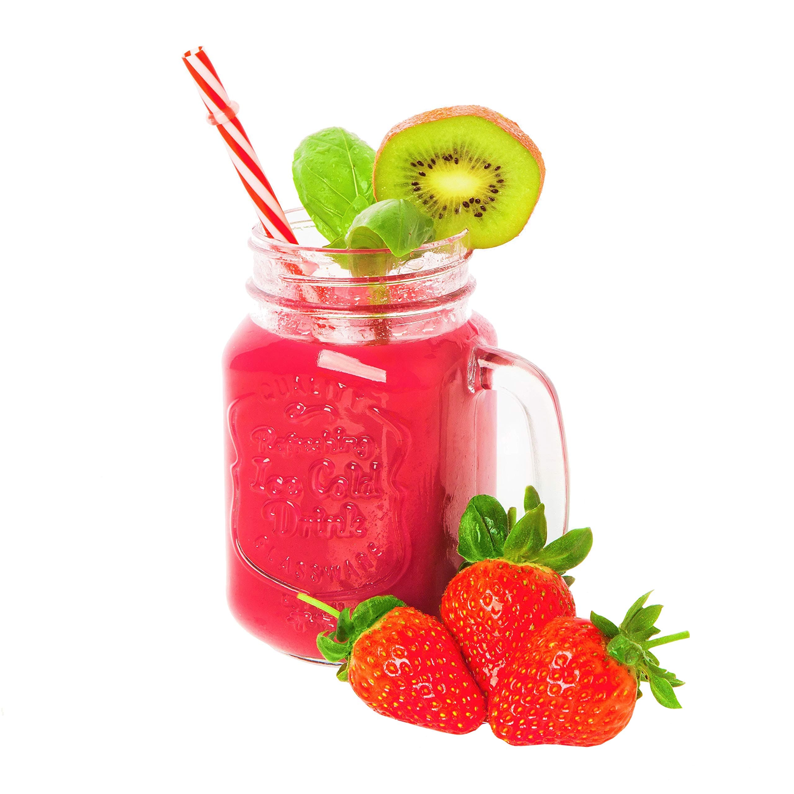 Velucio 6pc Mason Jar Glasses - Set Includes 6 x Smoothie Glasses, Metal Twist Lids & Reusable Straws