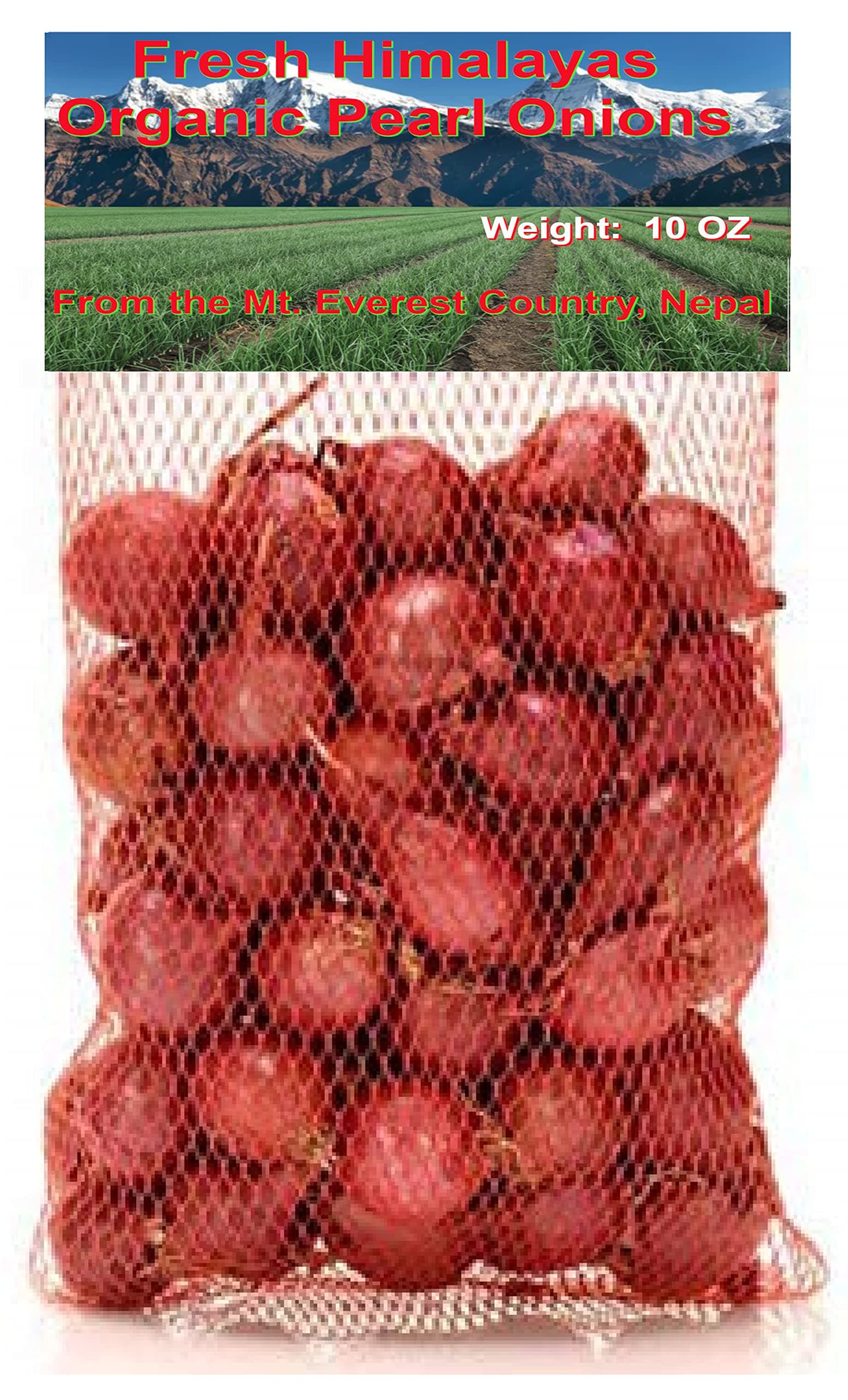 Fresh Himalayas Organic Red Pearl Onions 10 Ounce - Product of Mt. Everest Country, Nepal – Delivery Within 2-4 days All Over USA