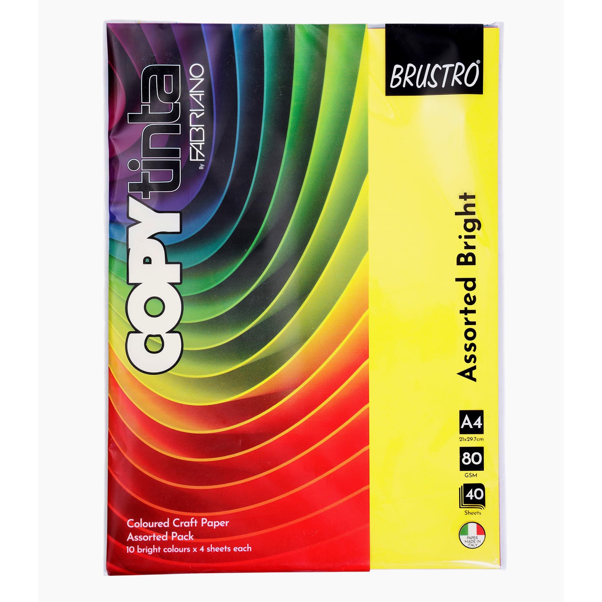 BRUSTRO Copytinta Mixed Bright Colour Craft Paper| A4 Size | 80 GSM | Pack of...