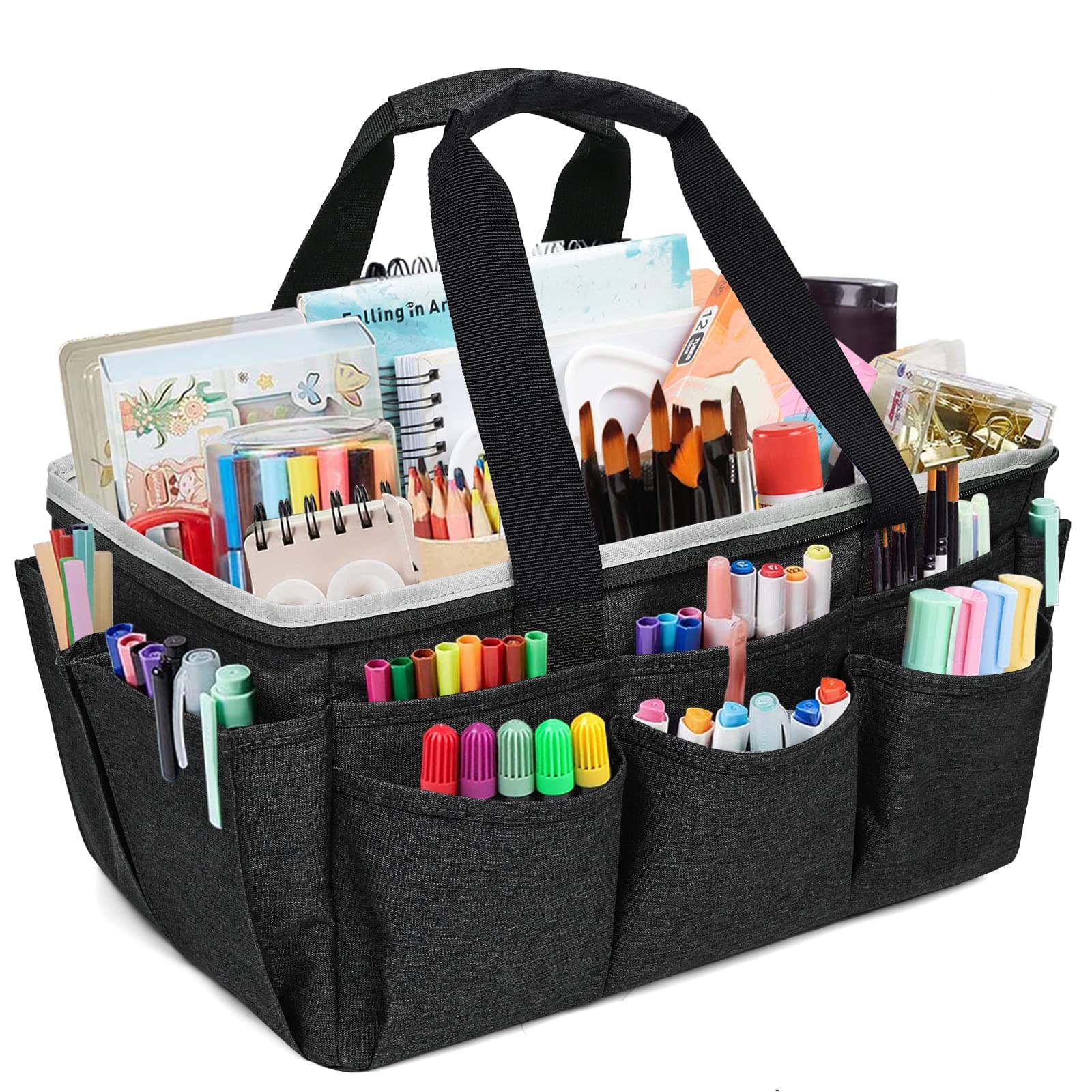 VOSDANS Multi-Functional Tote Bag - Craft, Art, Sewing, Travel, Daily Use, Office - Grey, Black