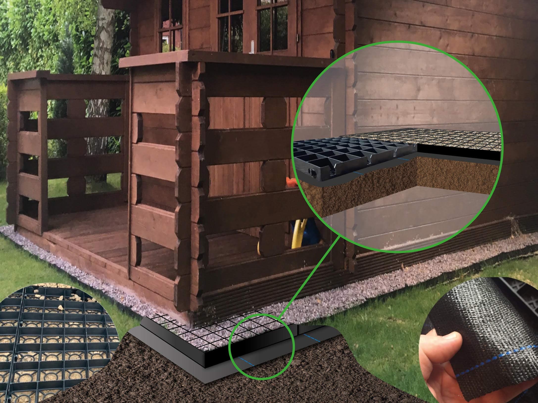 SHED BASE KIT, SHED BASE GRID, LOG CABIN BASE, GREENHOUSE BASE GRID 3.5M X 2.5M SUITS 11 x 8 FEET GREENHOUSES & SHED BASES 11 x 8 FEET = FULL ECO KIT + HEAVY DUTY MEMBRANE - PLASTIC ECO PAVING SLAB BASES & DRIVEWAY GRIDS