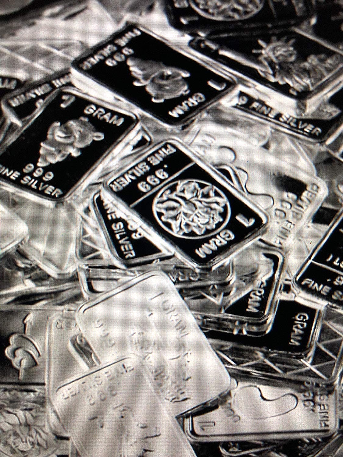 TEN One Gram .999 pure Silver Bars with random designs in a jewelry pouch (Limited Edition)