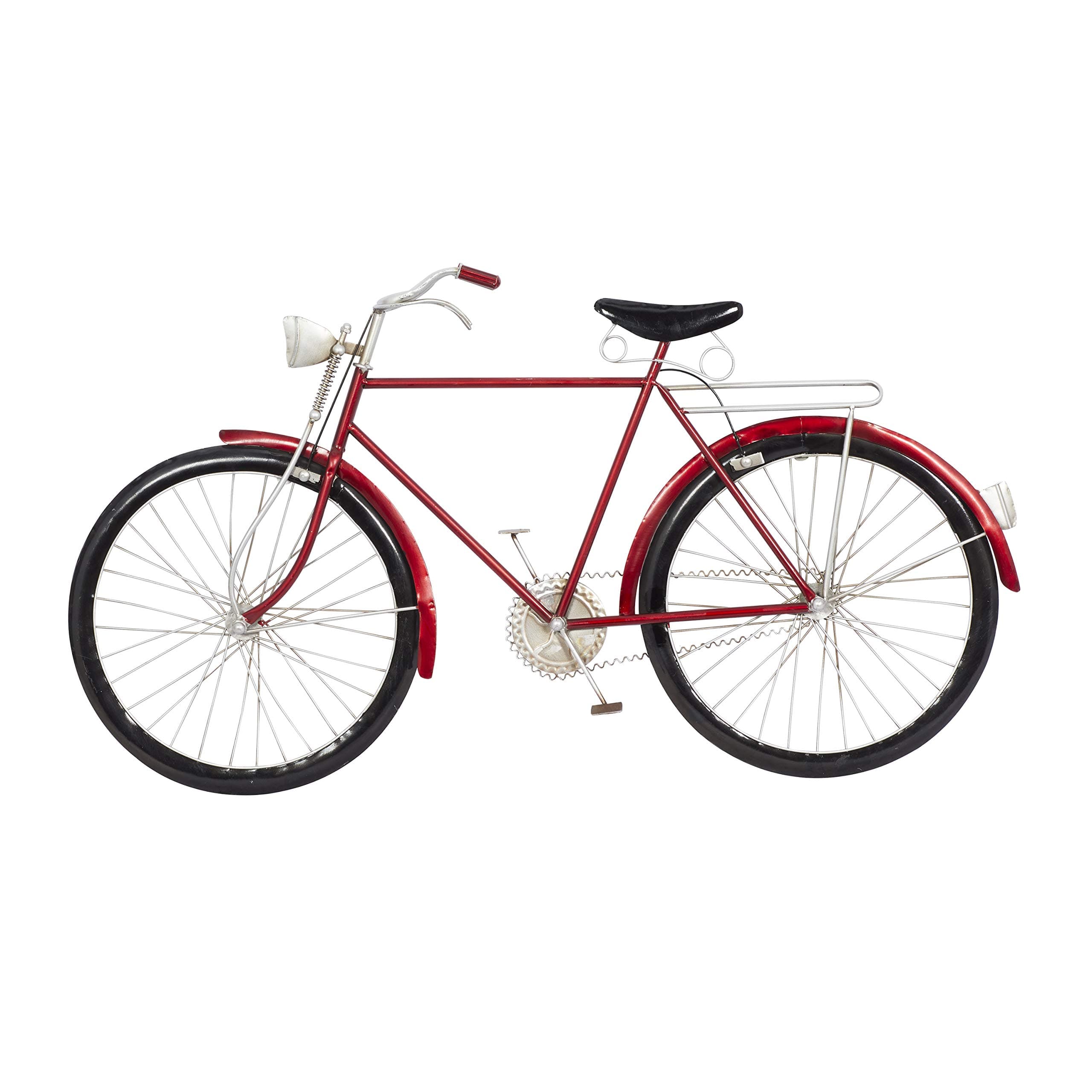 Deco 79 Retro Wall Decor, Bike Wall decor 36 x 19 , Red & Black